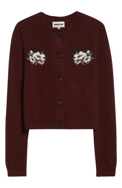 ShuShu/Tong Beaded Floral Cashmere Cotton Cardigan in Brown Lyst