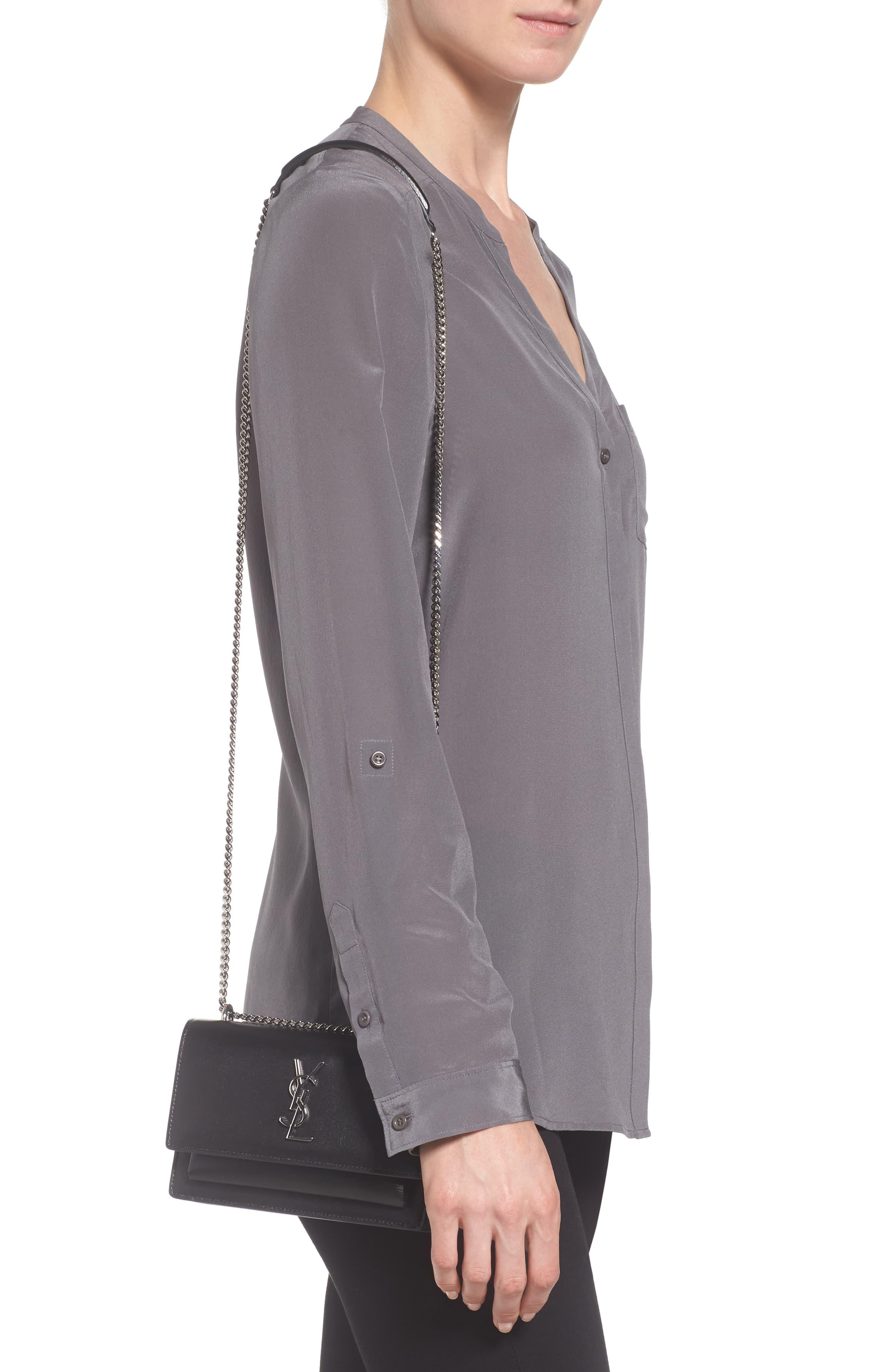 saint laurent sunset monogram ysl small calf leather wallet on chain
