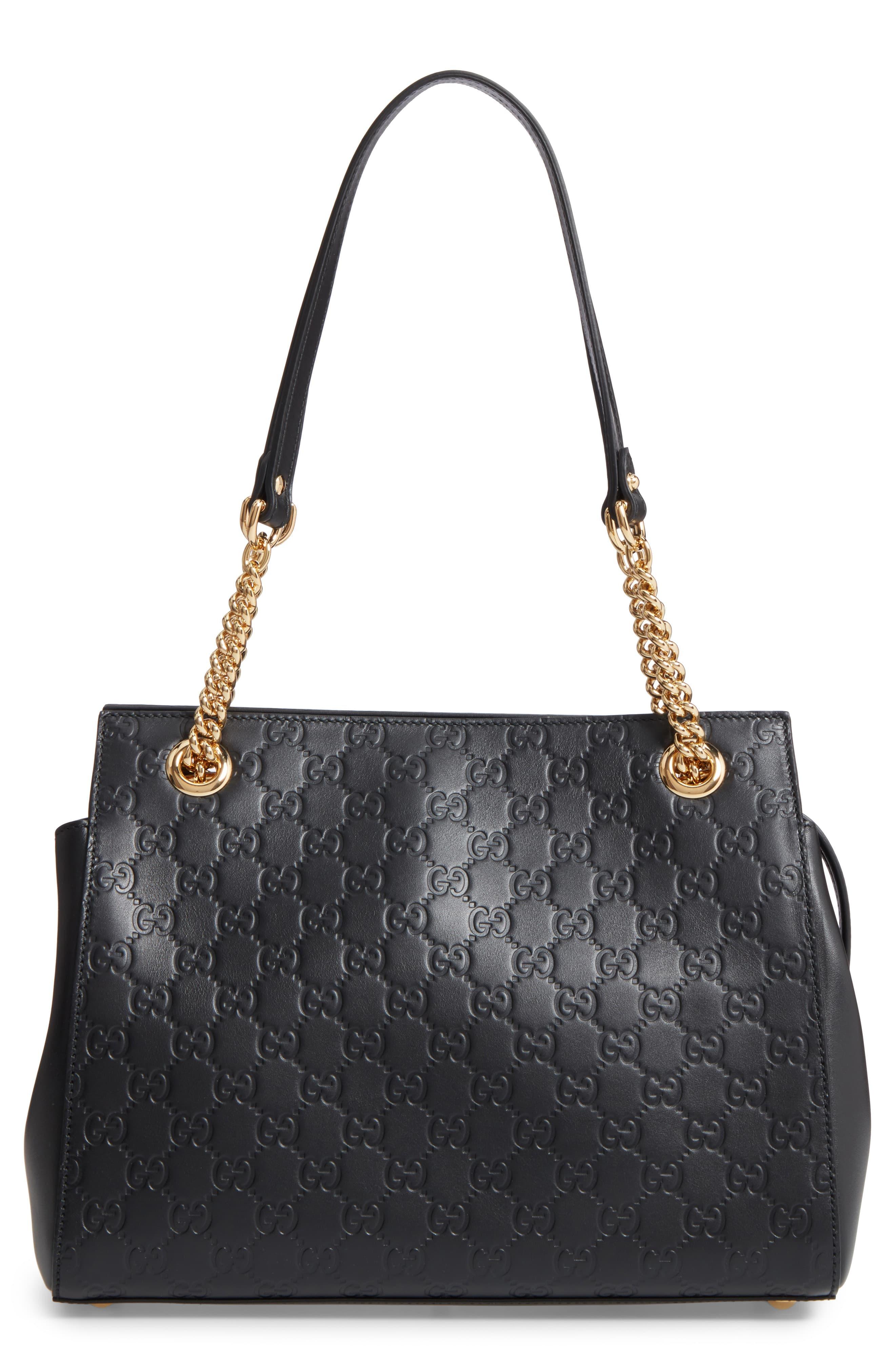 Gucci Signature Soft Leather Shoulder Bag in Black - Lyst