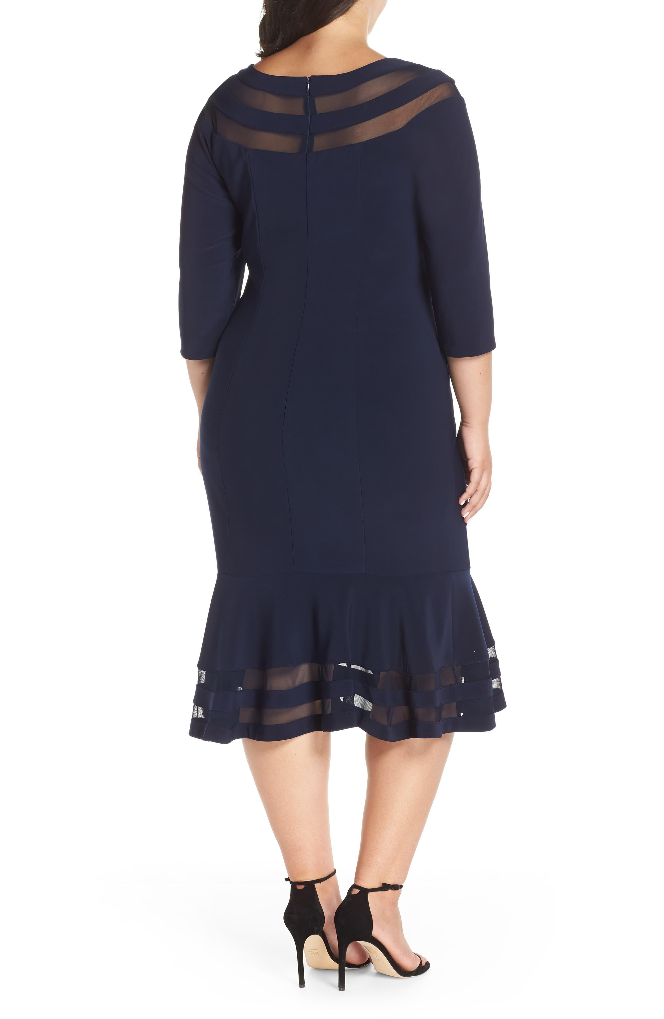 xscape flounce midi dress