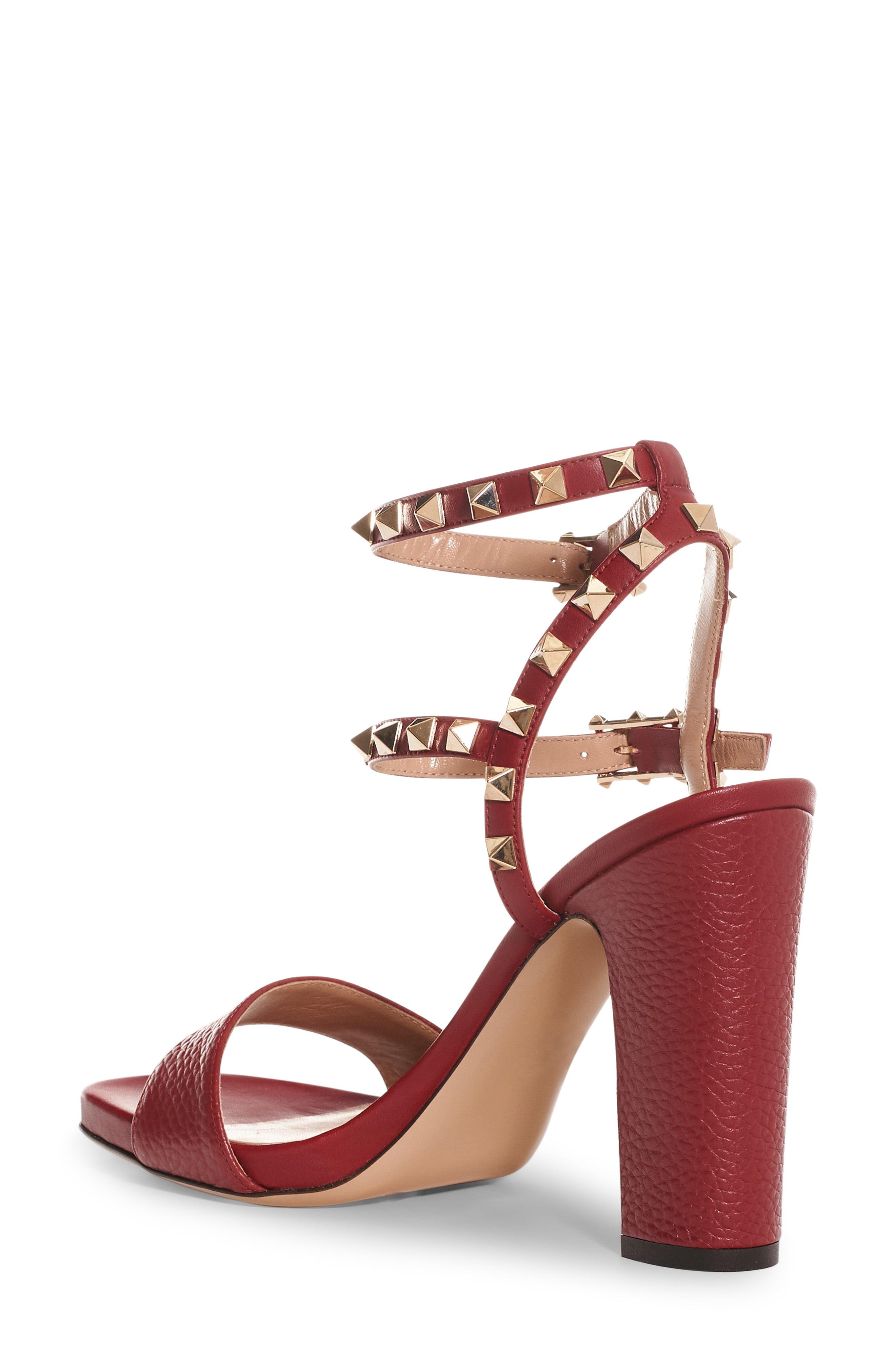 rockstud ankle strap block sandal
