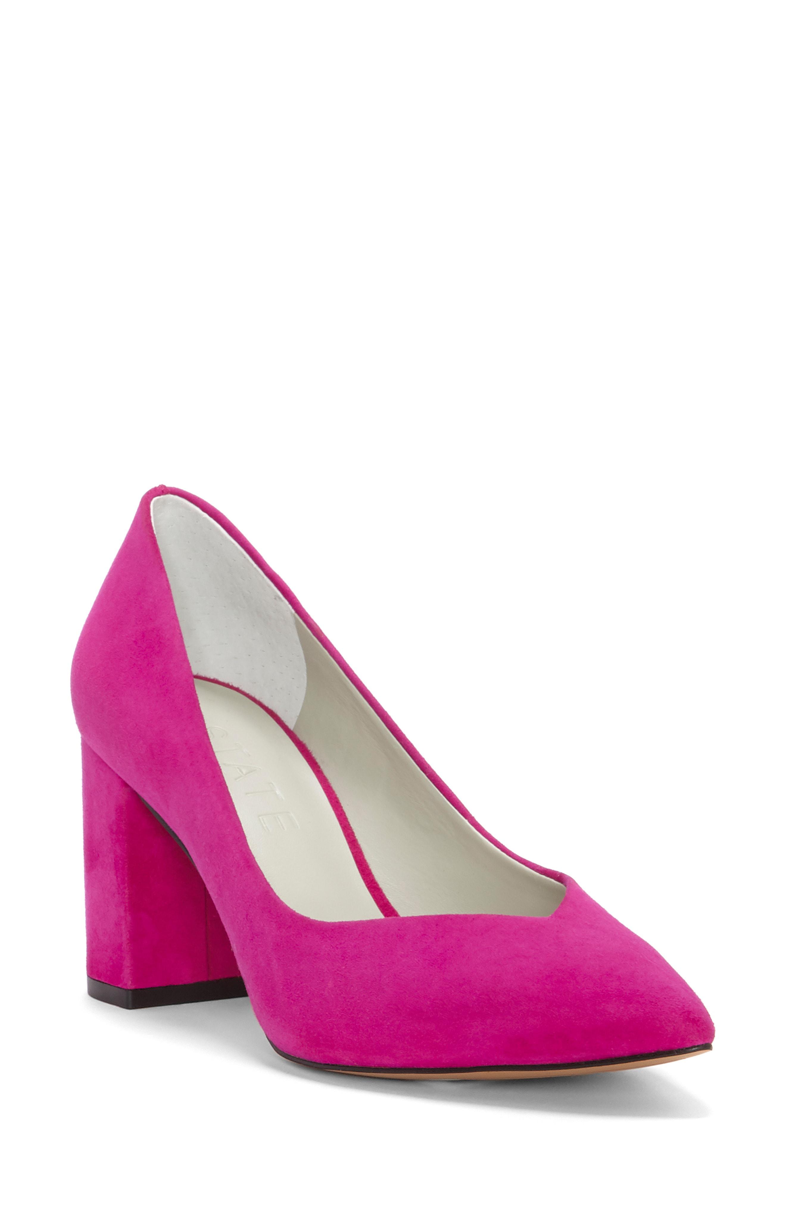 pink block heel pumps