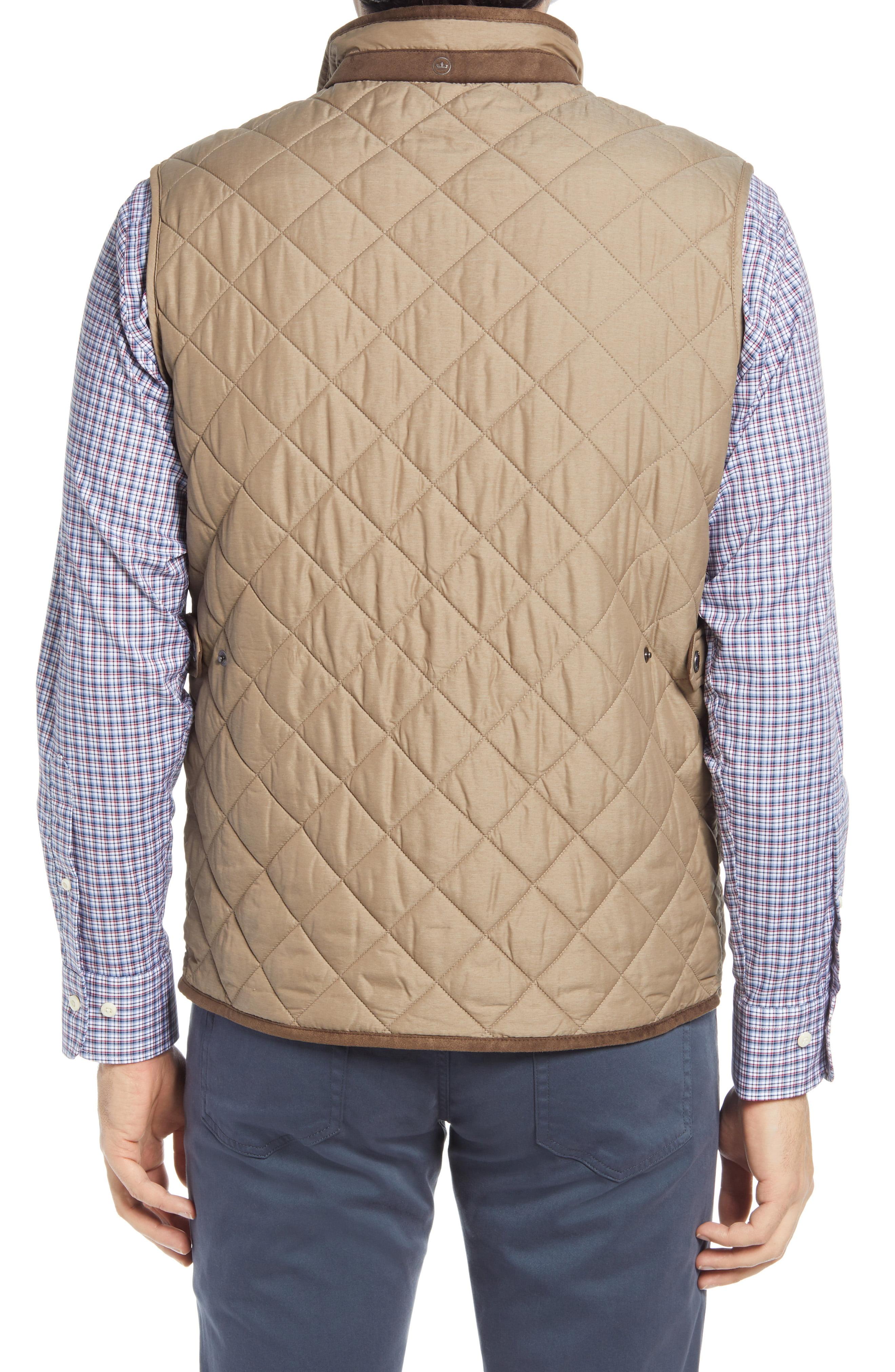 Peter Millar Essex Water Repellent Quilted Traveler Vest in Taupe