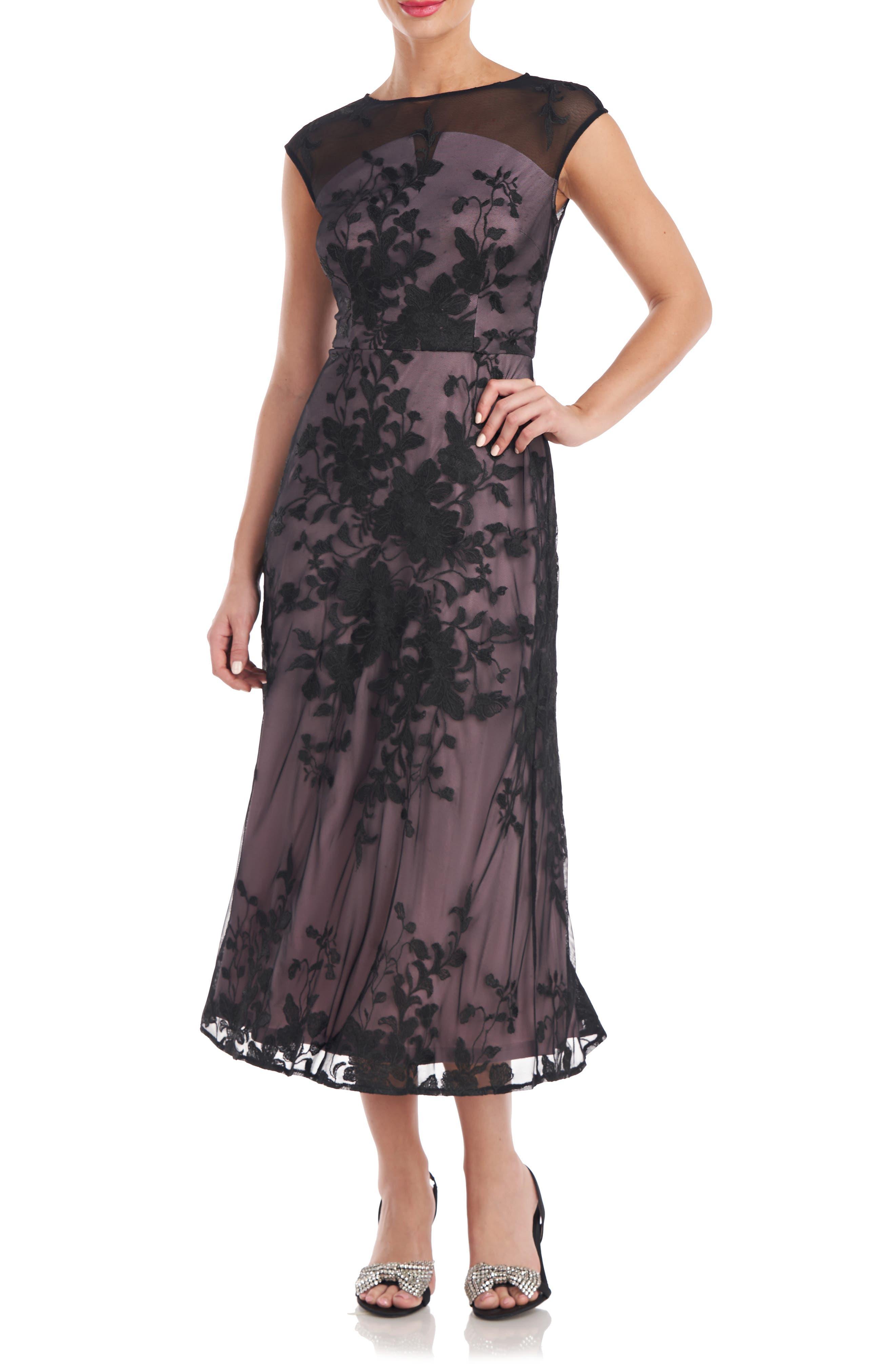 JS Collections Melissa Floral Embroidered Tulle Midi Dress Lyst