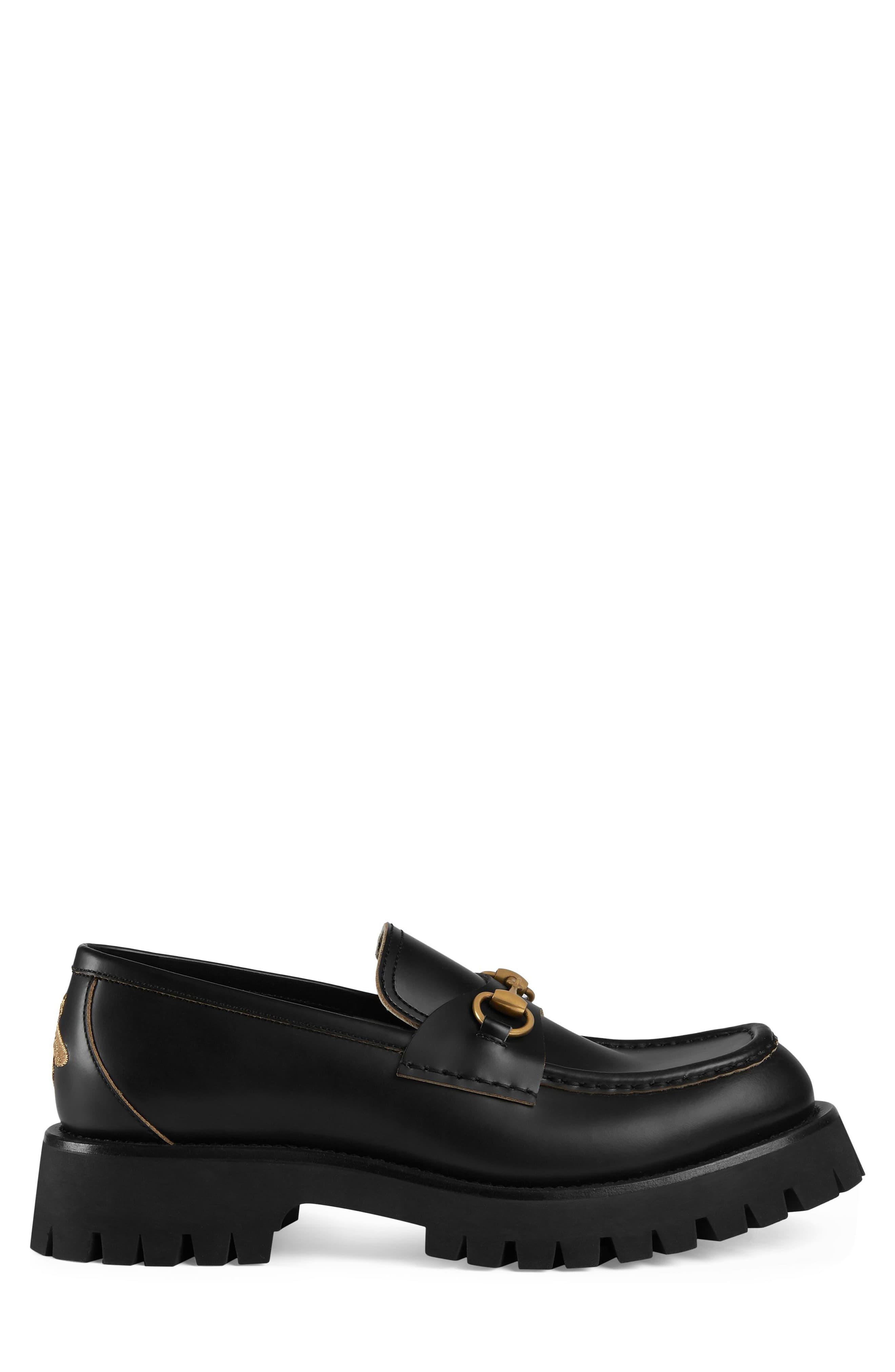 Gucci Leather Loafers With Horsebit And Lug Sole in Black for Men Lyst