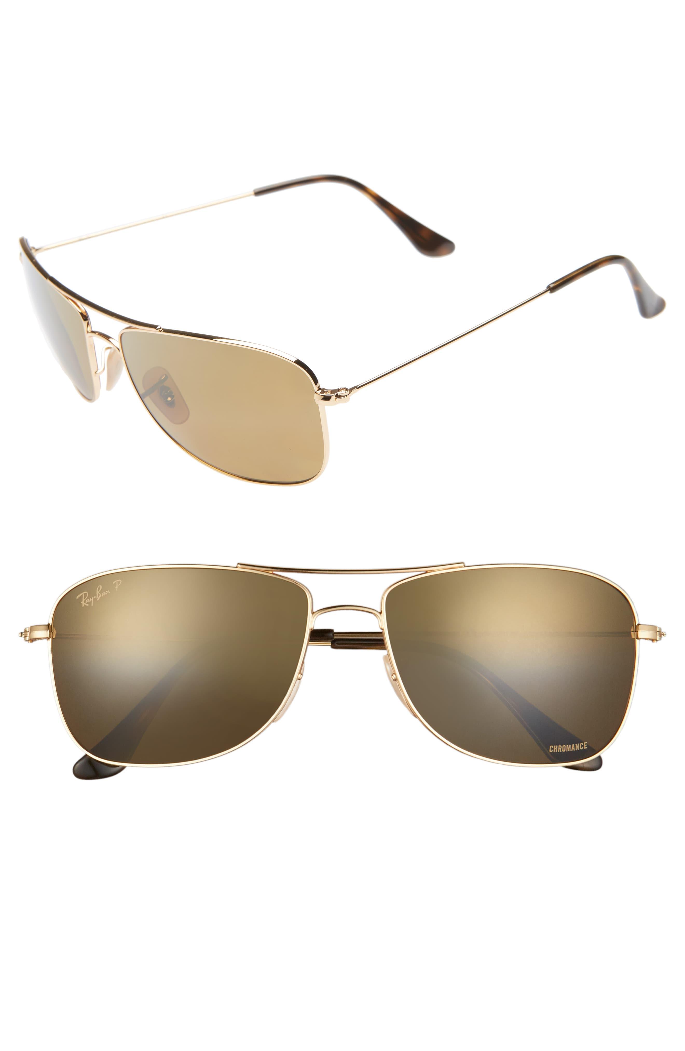 Ray Ban Tech 59mm Polarized Sunglasses In Metallic Lyst