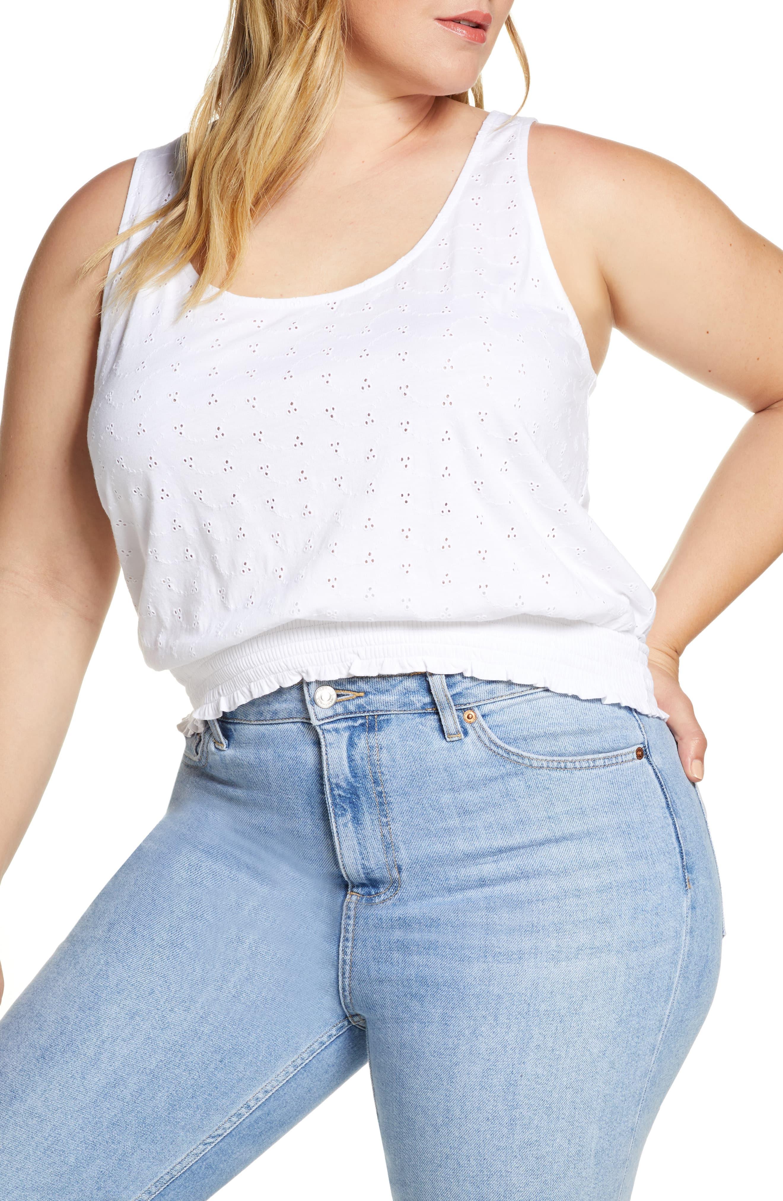 eyelet tank top white