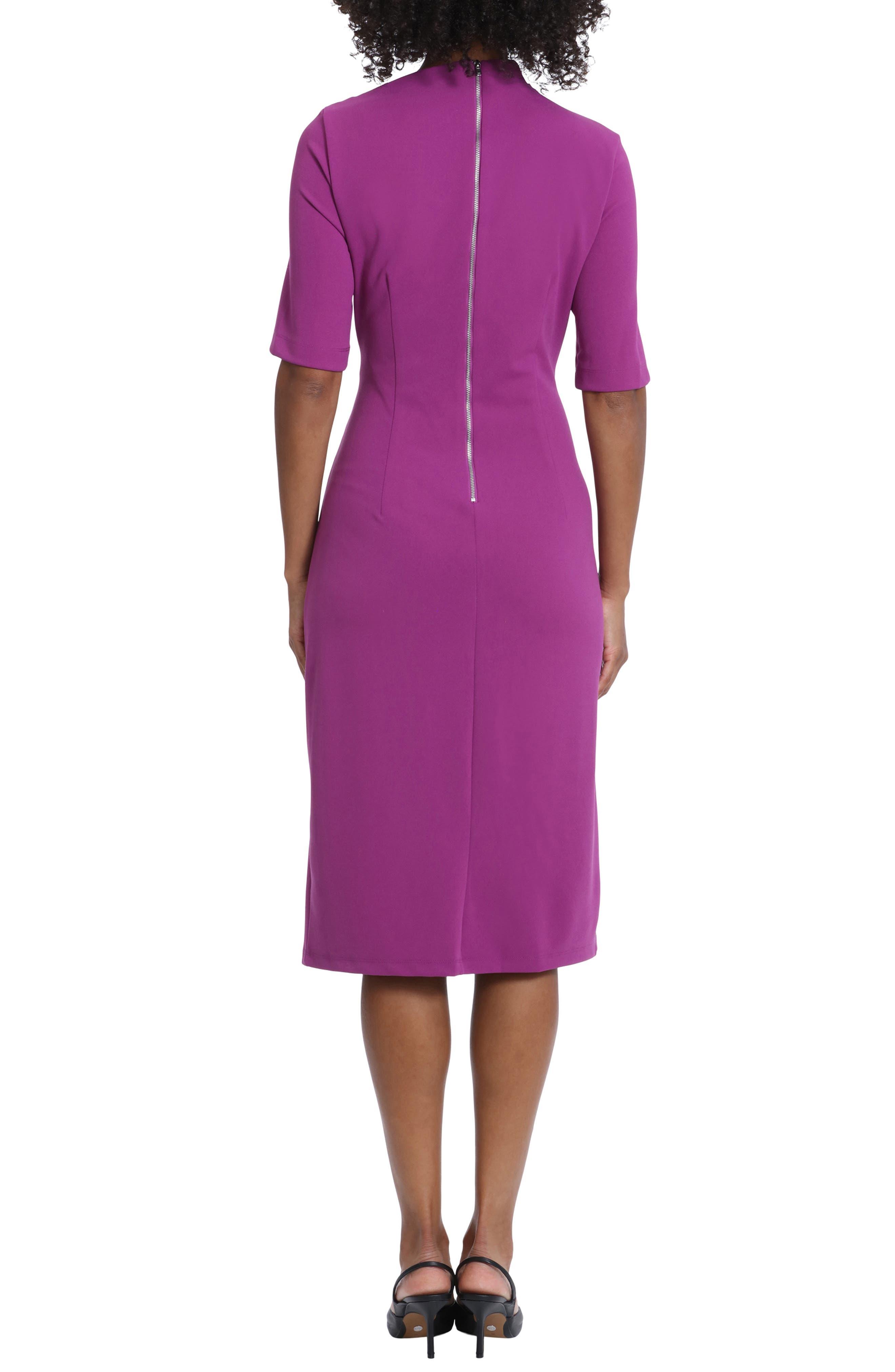 maggy london tie neck midi dress