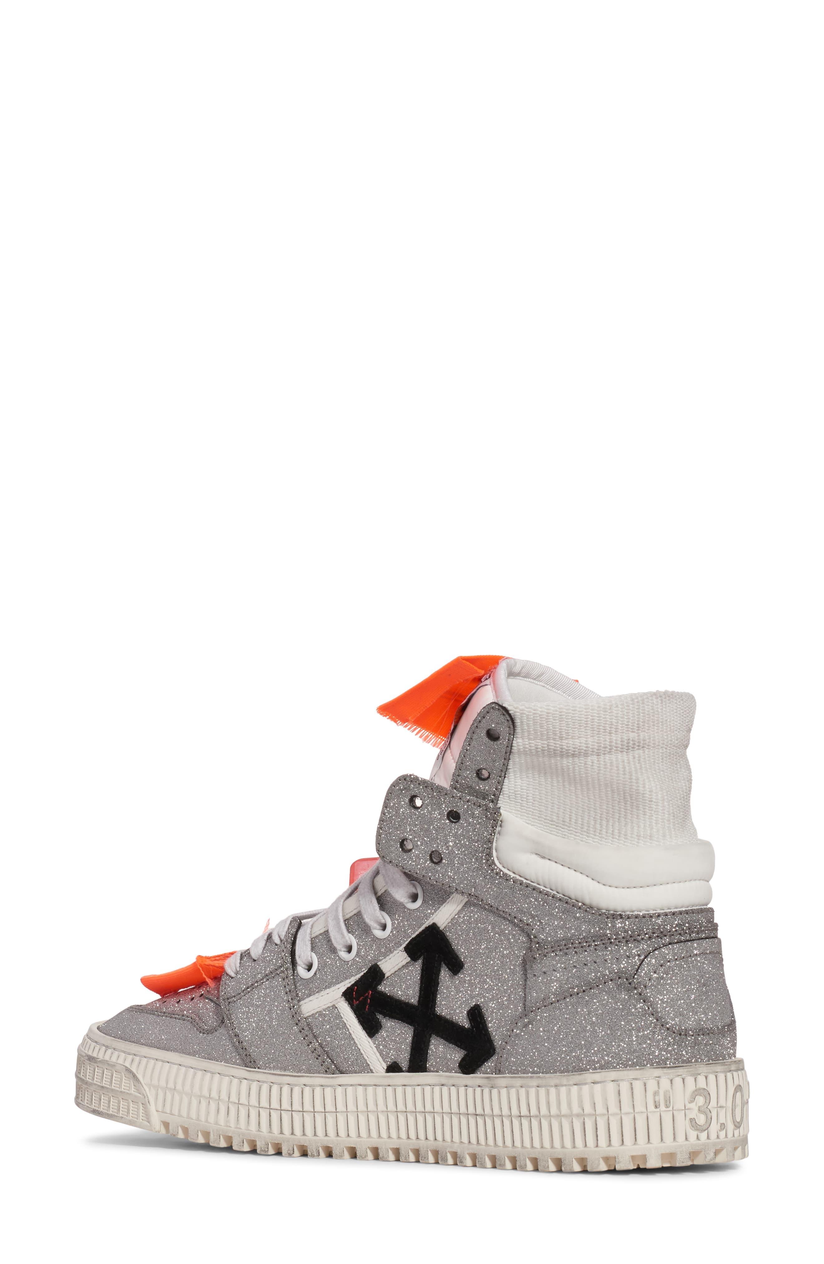 silver glitter off white sneakers