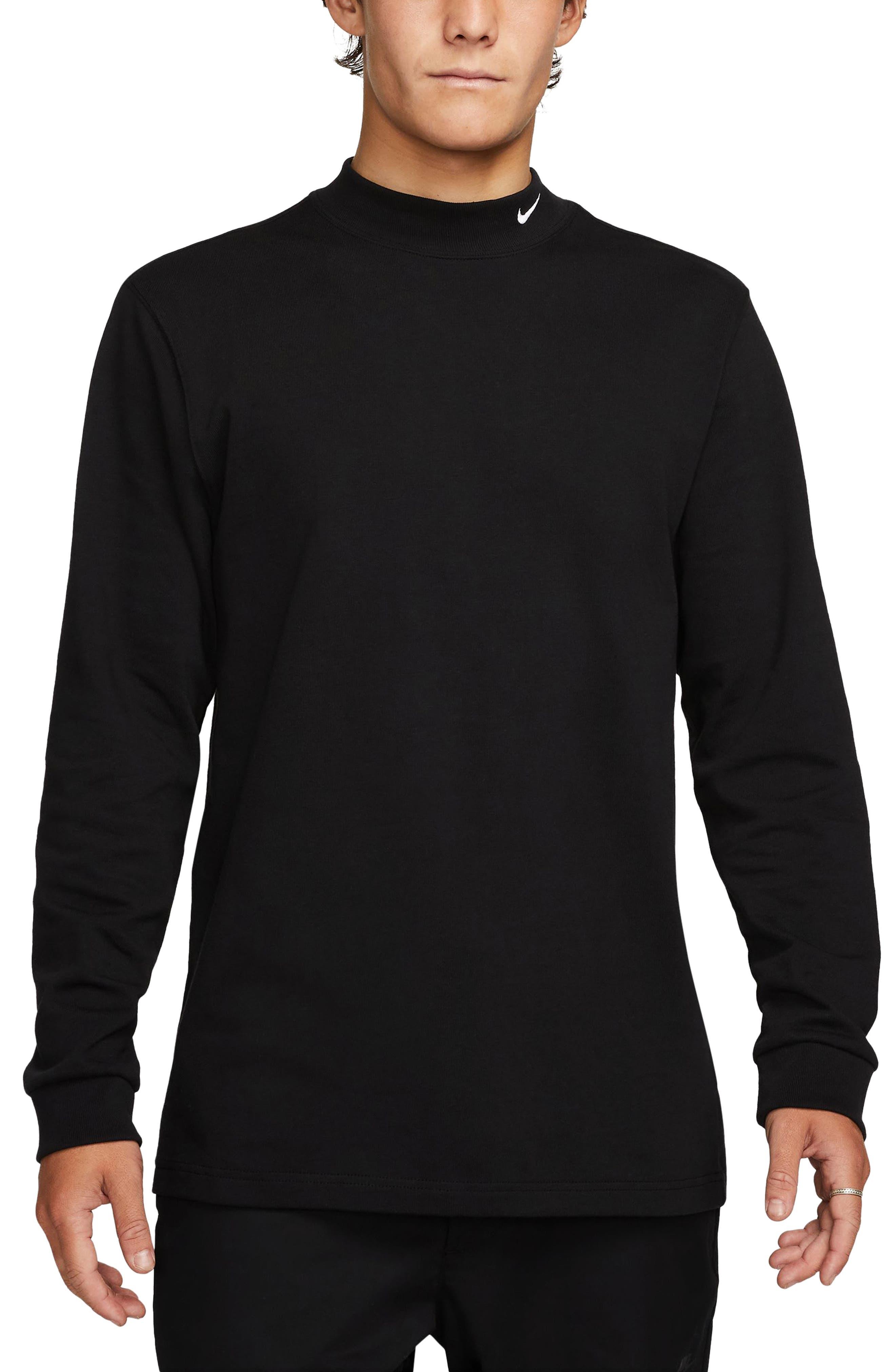 Nike Long Sleeve Mock Neck Shirt in Black for Men | Lyst