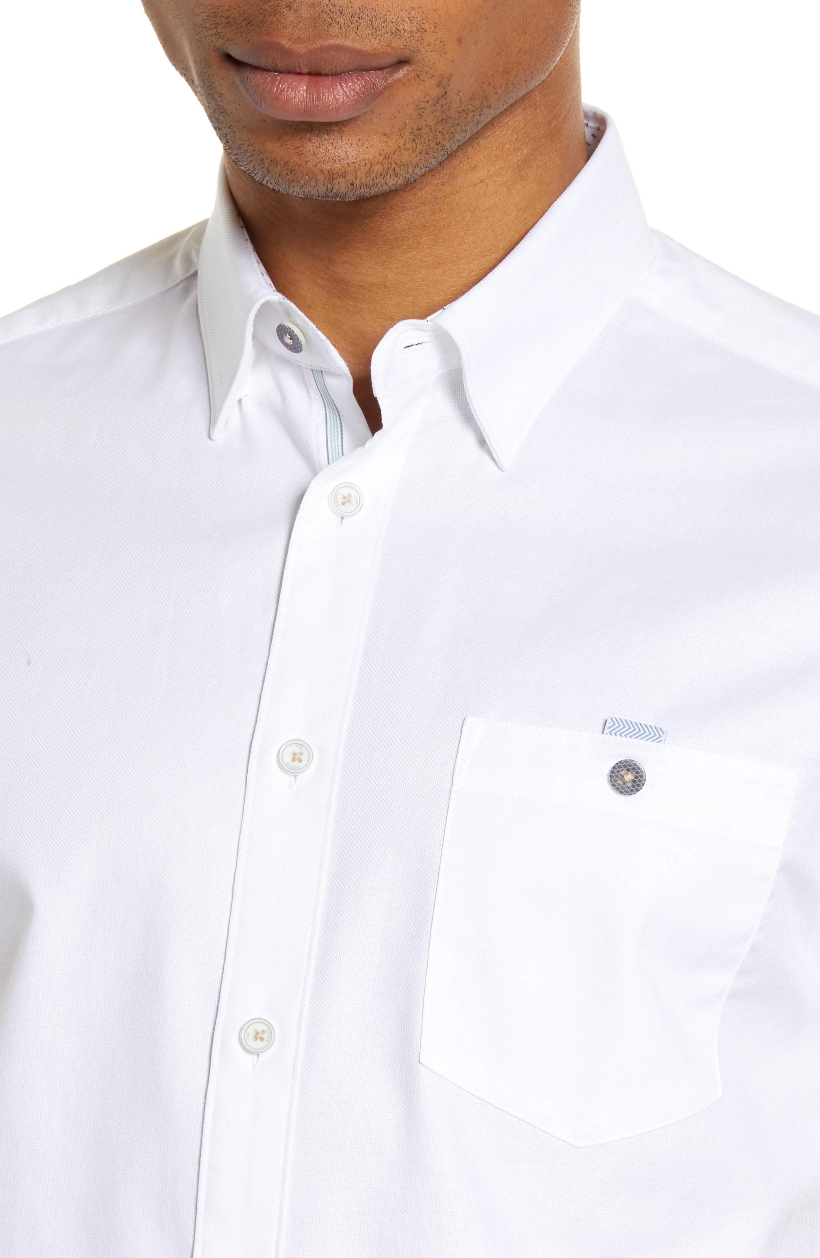 Ted Baker Cotton Yesso Short Sleeve Button-up Shirt in White for Men - Lyst