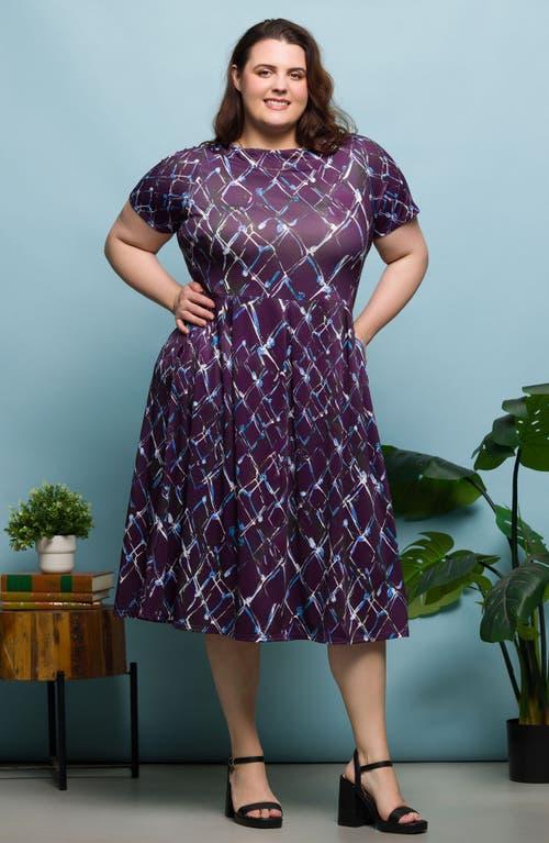 24seven Comfort Apparel Short Sleeve Fit & Flare Midi Dress in Purple | Lyst 24seven Comfort Apparel Short Sleeve Fit & Flare Midi Dress in Purple | Lyst