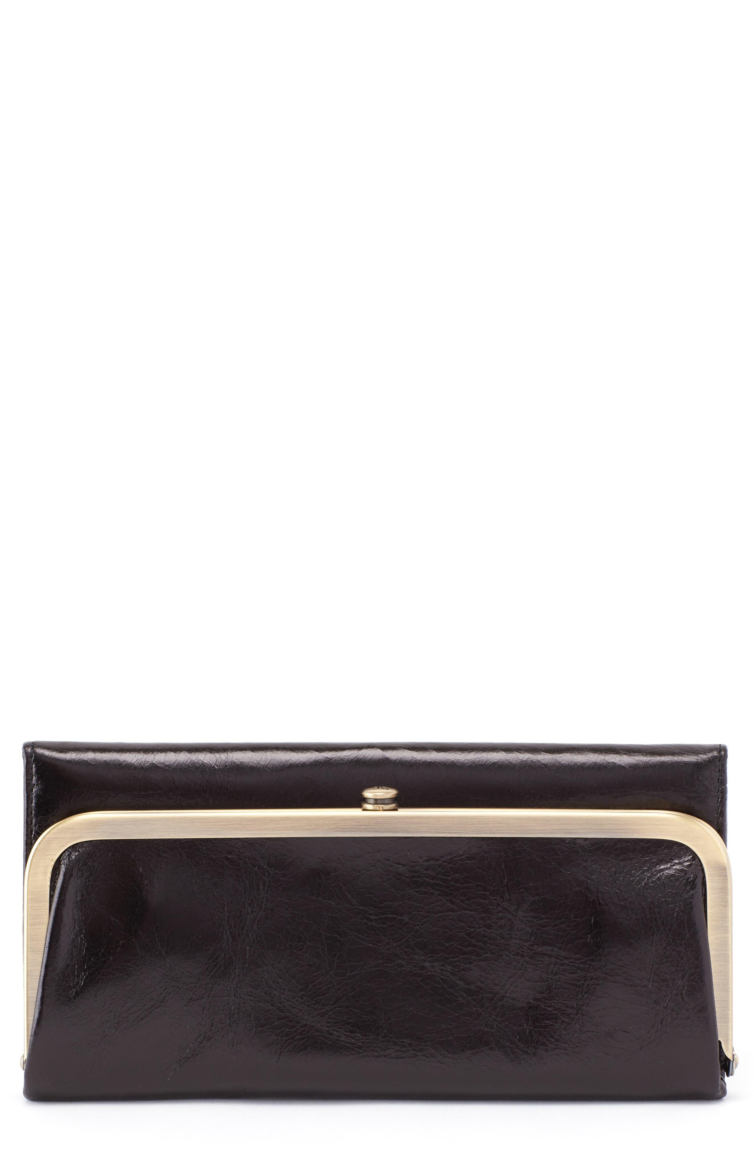 Hobo International Rachel Leather Frame Wallet in Black (Gray) Lyst