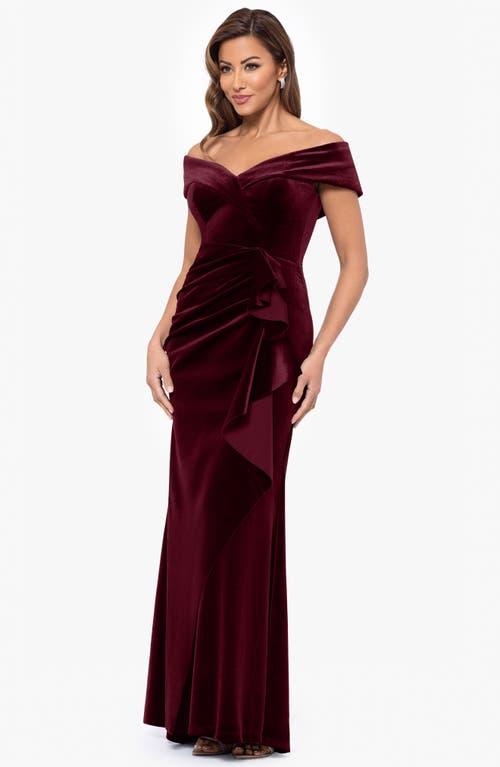 Xscape Evenings Ruffle Off The Shoulder Stretch Velvet Gown in Red | Lyst Xscape Evenings Ruffle Off The Shoulder Stretch Velvet Gown in Red | Lyst