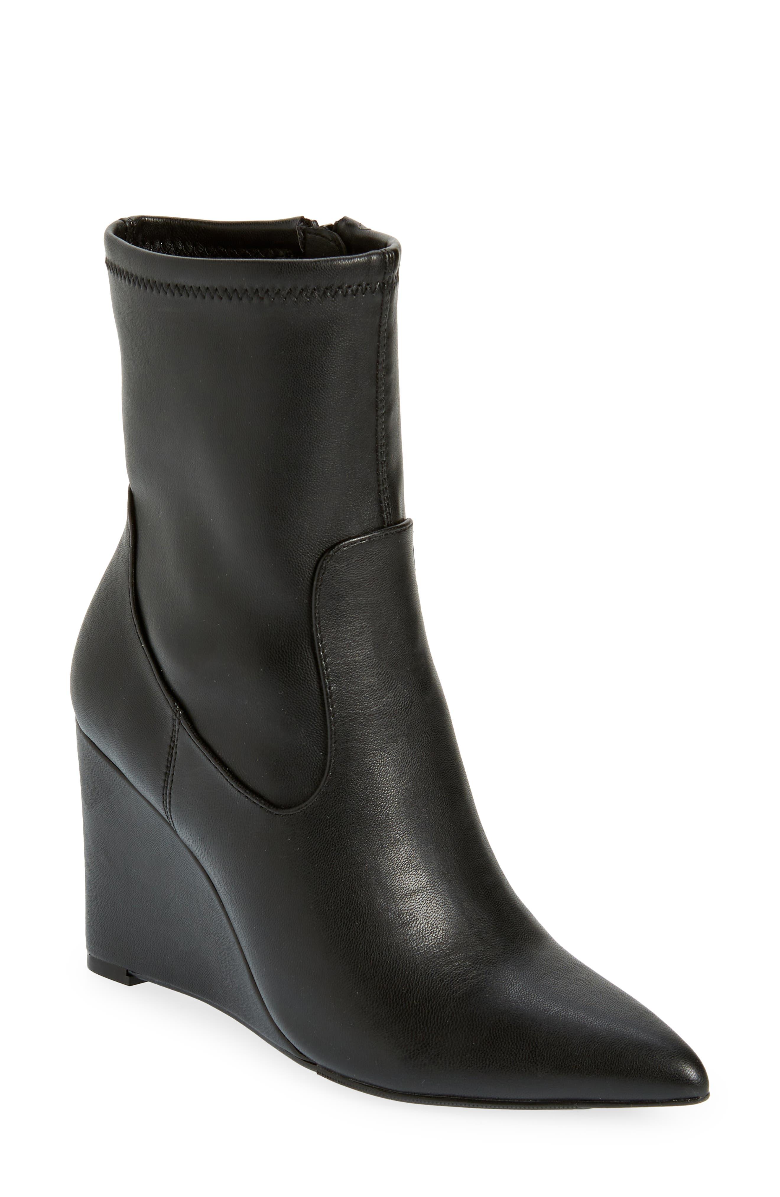 Black wedge clearance booties peep toe