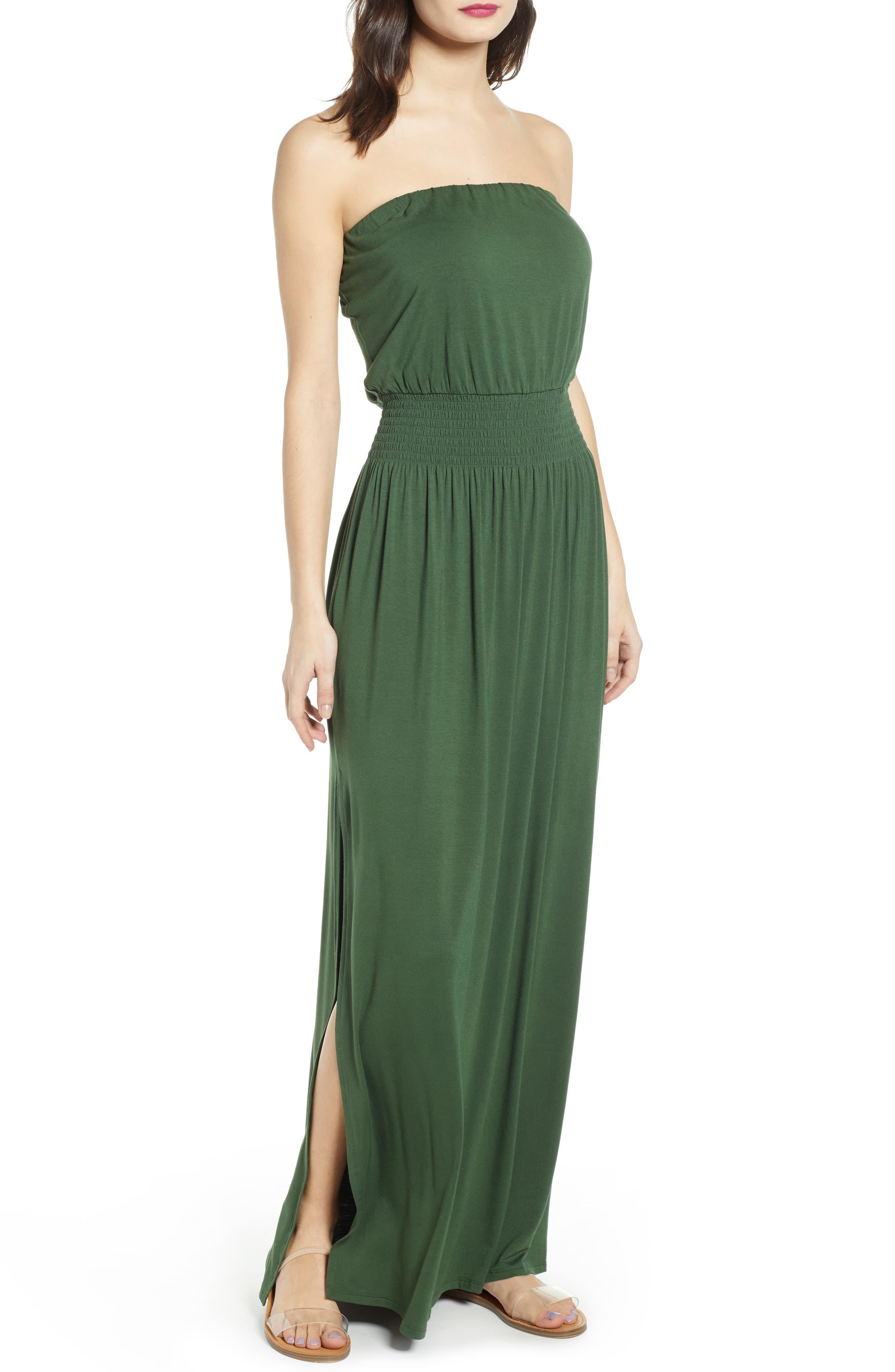 strapless maxi gown