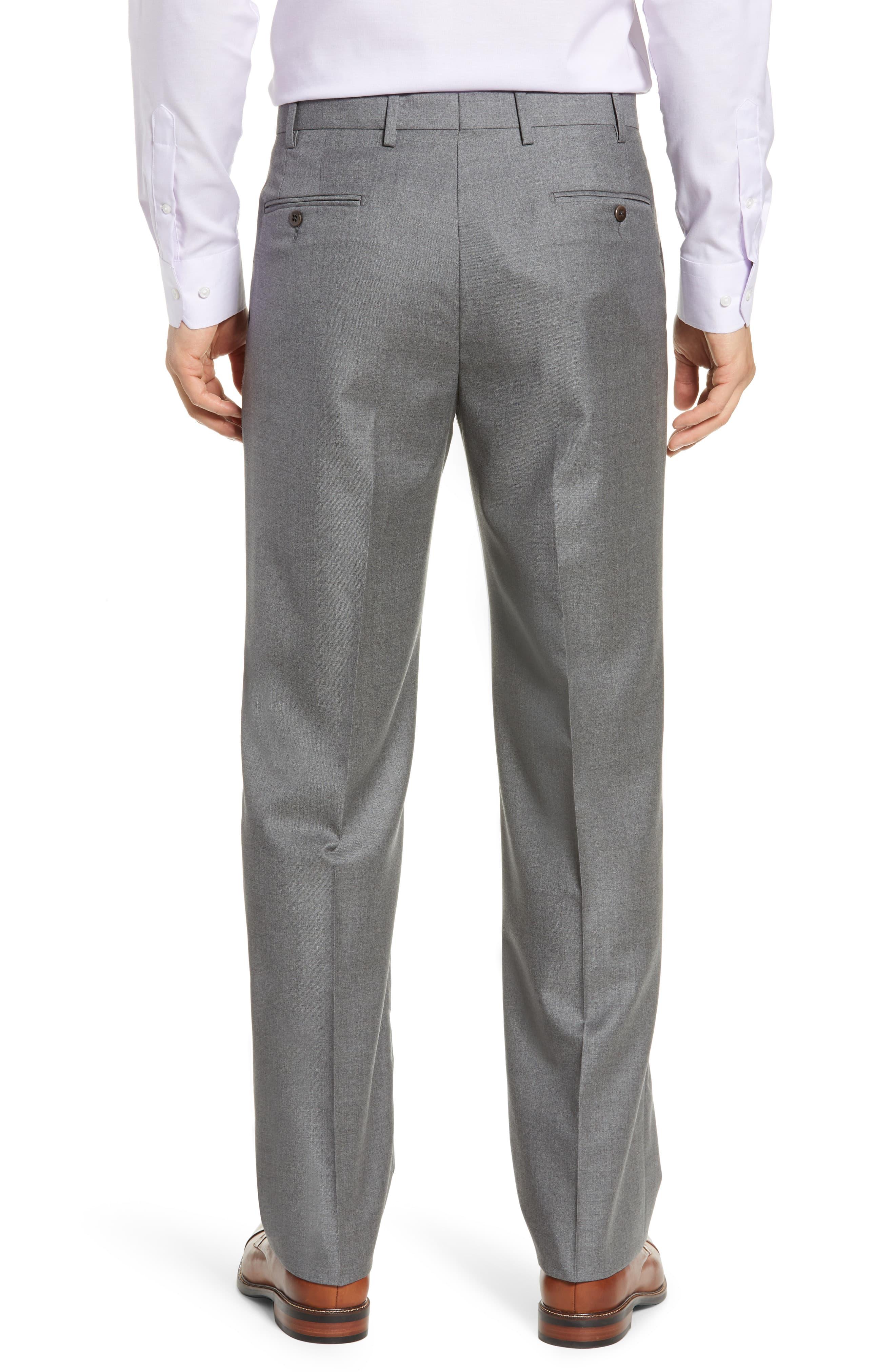 Zanella Todd Relaxed Fit Flat Front Solid Wool Dress Pants in Light ...