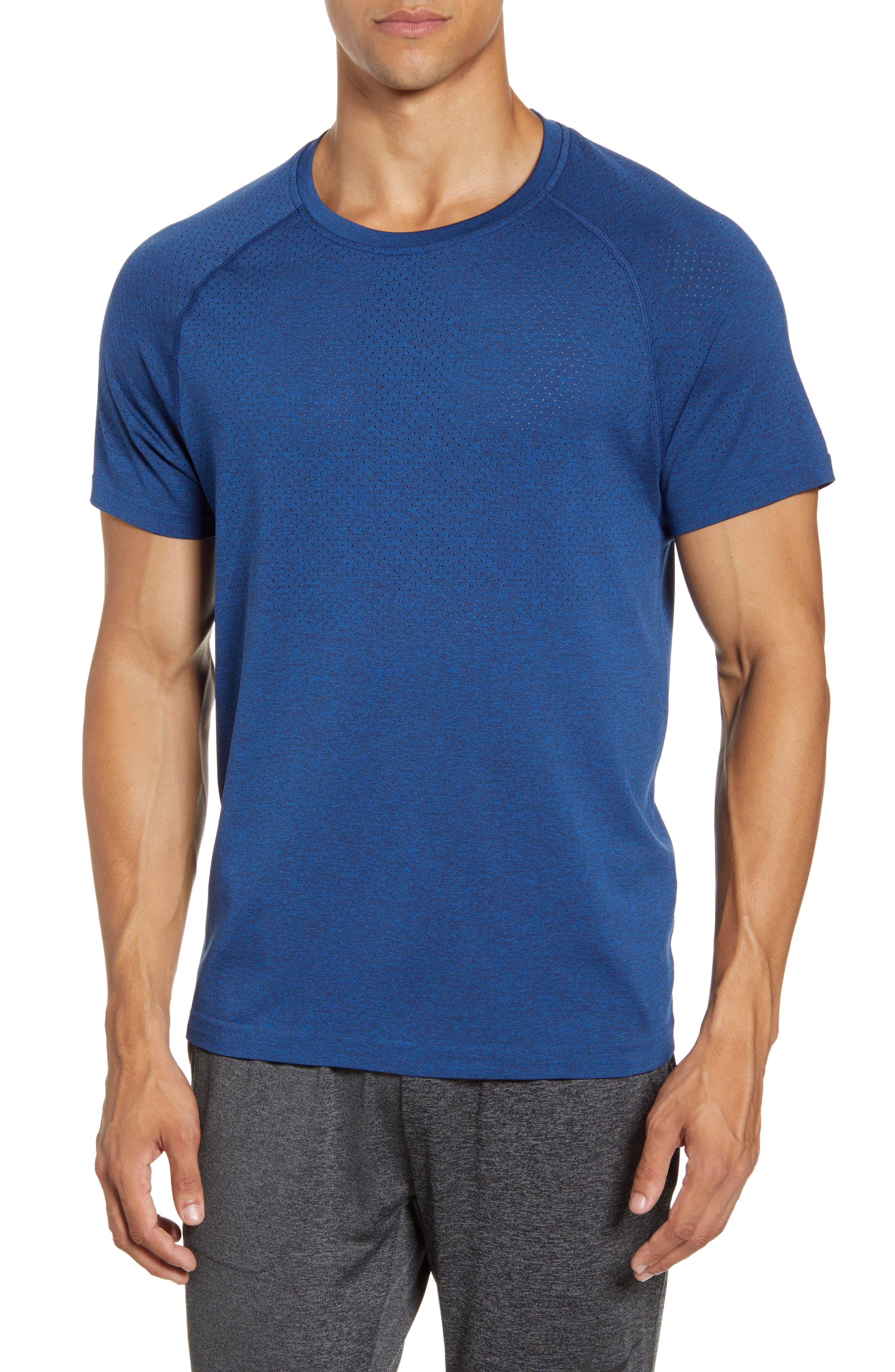 Rhone Reign Tech Perforated Yoke Training Tshirt in Navy Heather (Blue