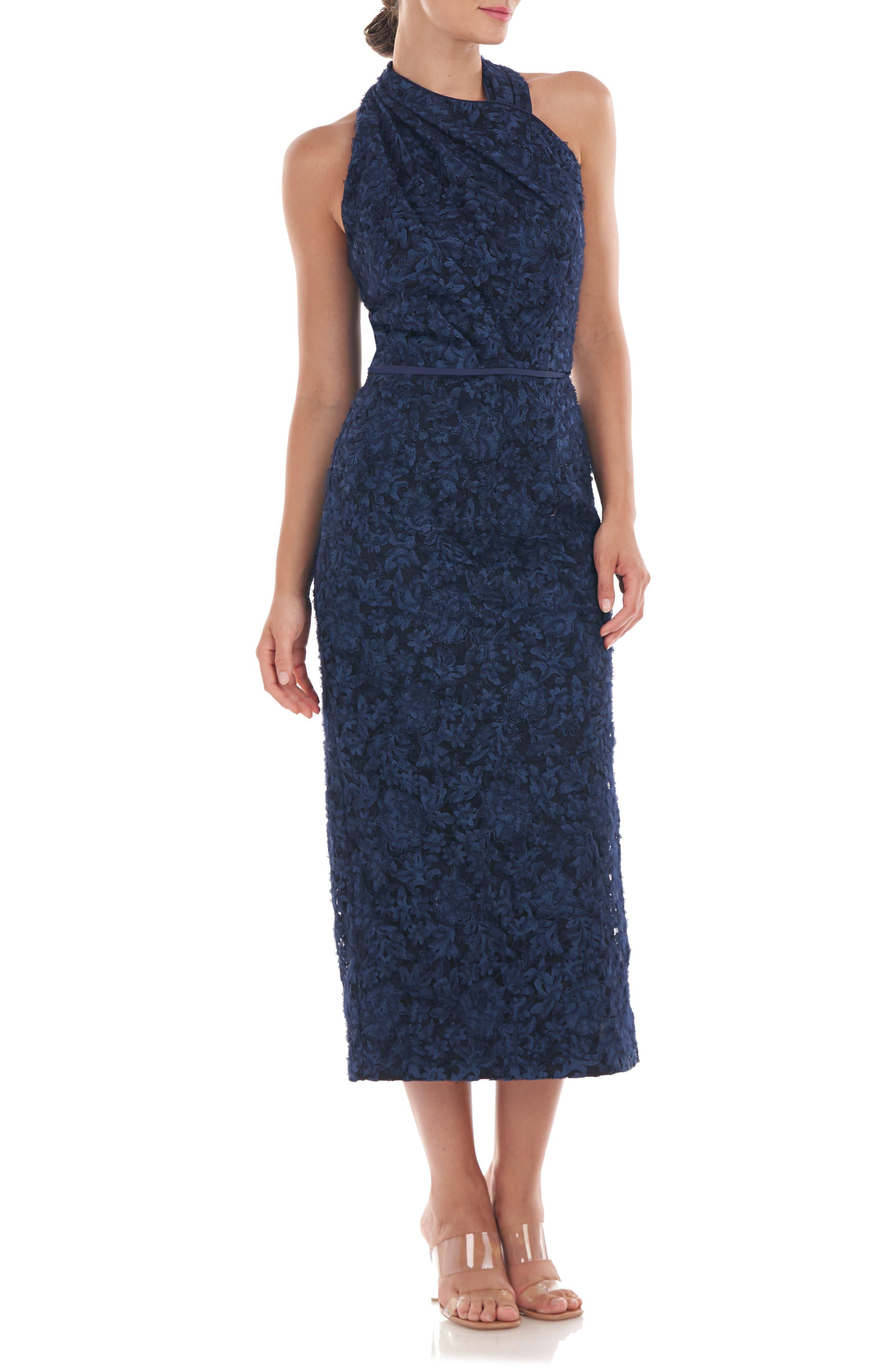 JS Collections Scarlett Wrap Tea Length Midi Dress in Blue Lyst