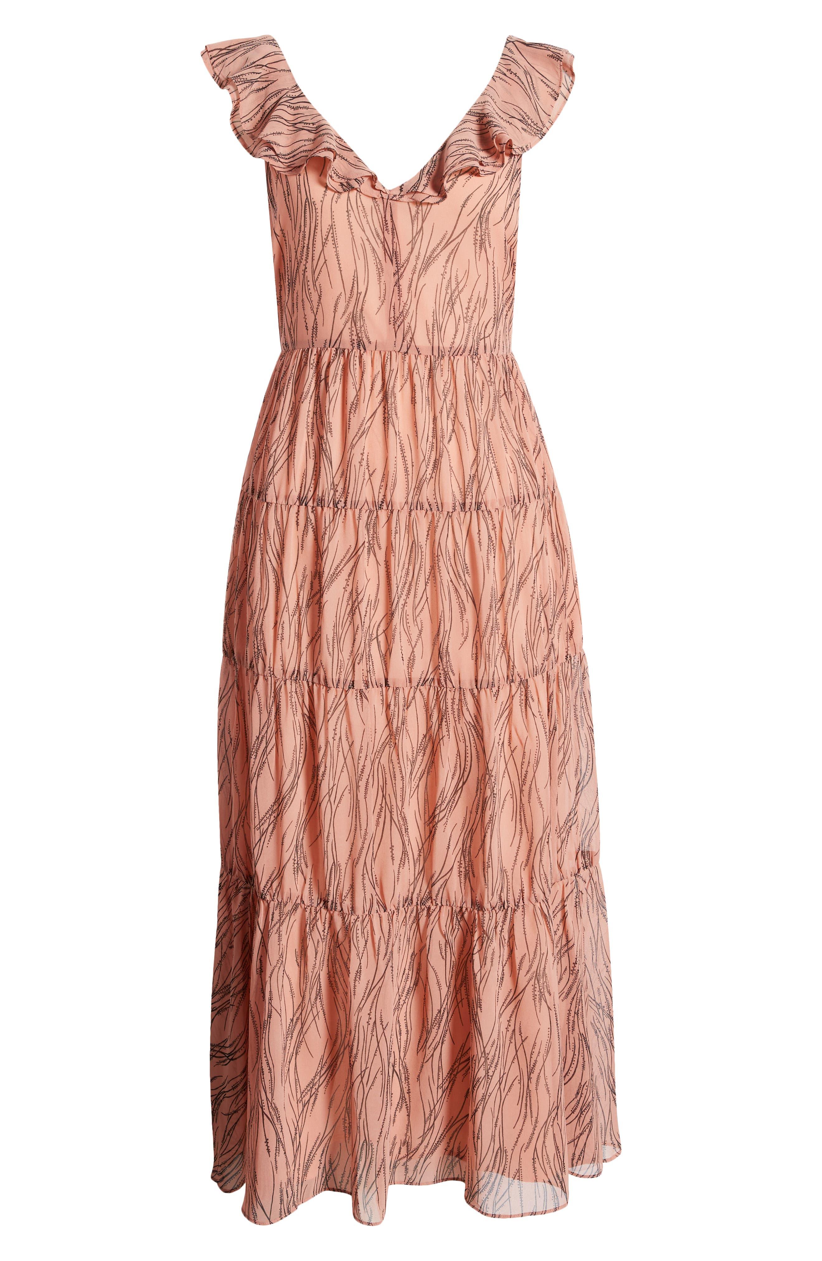 Chelsea28 Ruffle Neck Tiered Maxi Dress in Pink Lyst