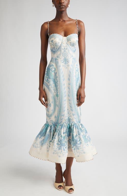 Zimmermann Illuminate Paisley Linen & Silk Mermaid Gown in Blue | Lyst