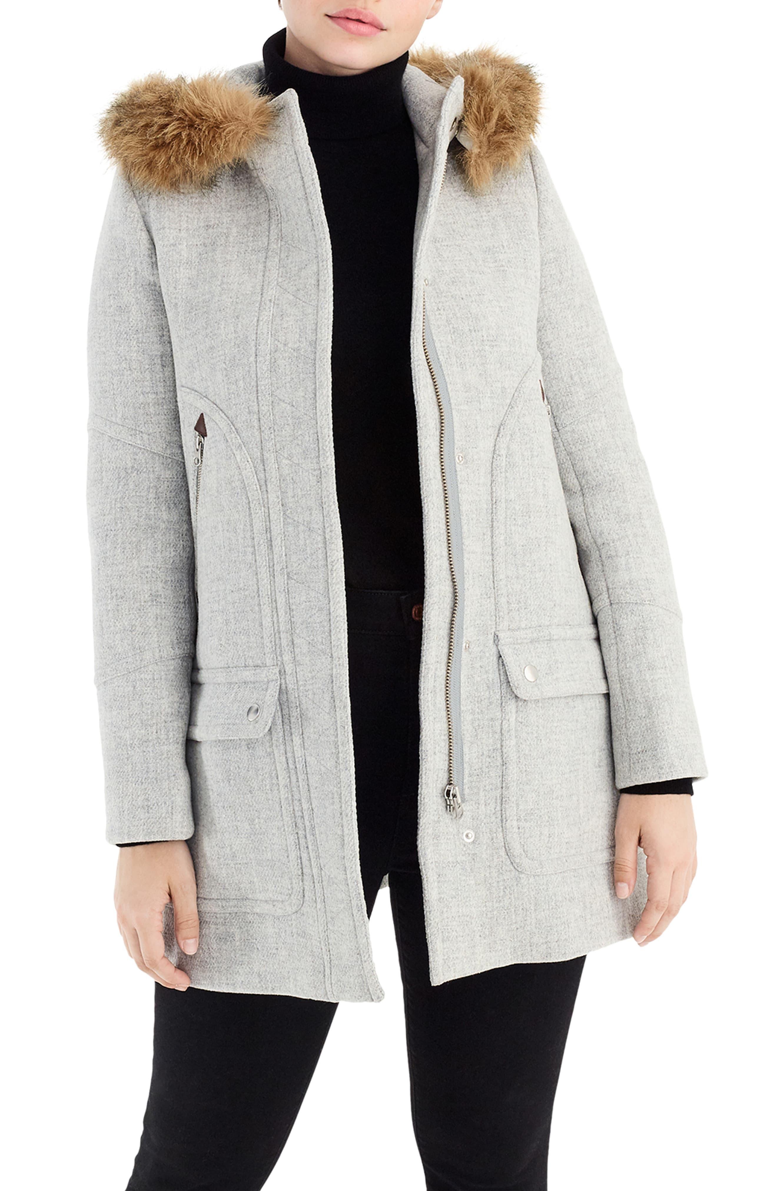J Crew Wool Chateau Stadium Cloth Parka In Gray Lyst