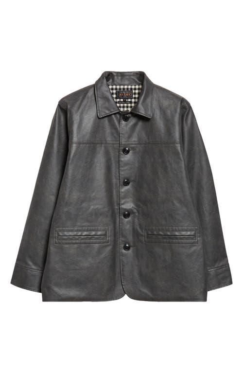 Beams Plus Aged Faux Leather Car Coat in Black for Men | Lyst