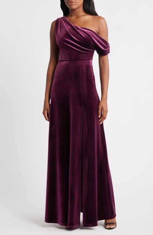 Lulus Anya Draped One-Shoulder Velvet Gown in Purple Lyst