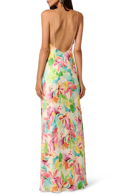 Liv Foster Lola Floral Print Cowl Neck Satin Dress