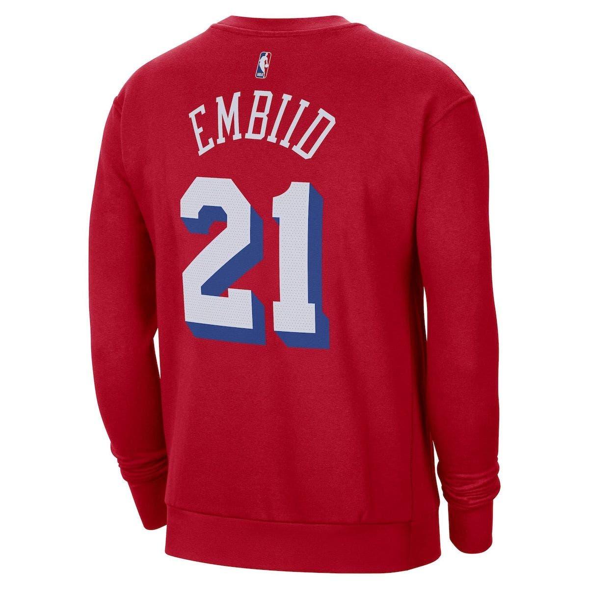 Jordan / Nike Men's Philadelphia 76ers Joel Embiid #21 Red Dri-FIT  Statement Swingman Jersey