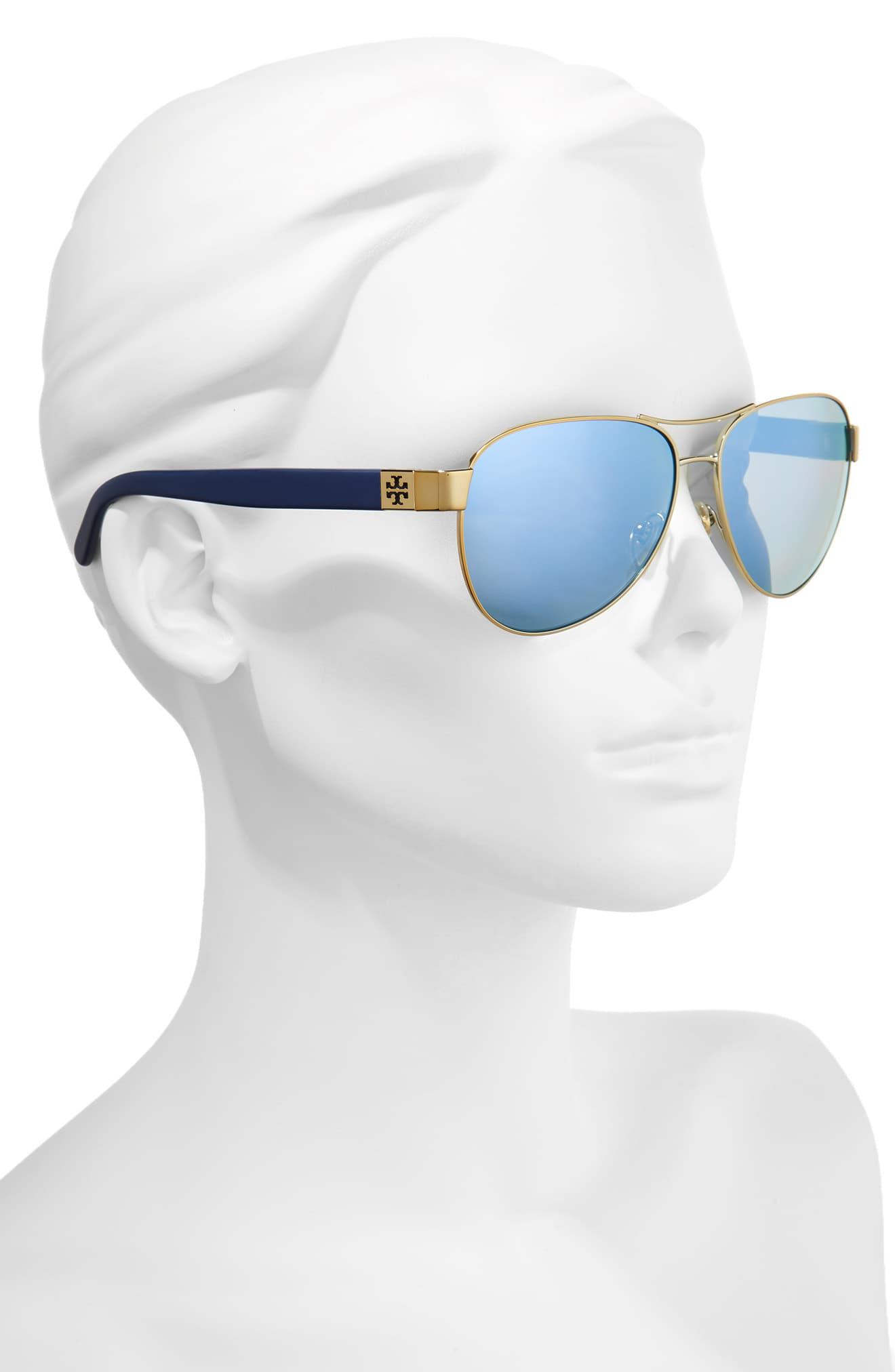 Tory Burch 60mm Polarized Aviator Sunglasses in Gold (Metallic) Lyst
