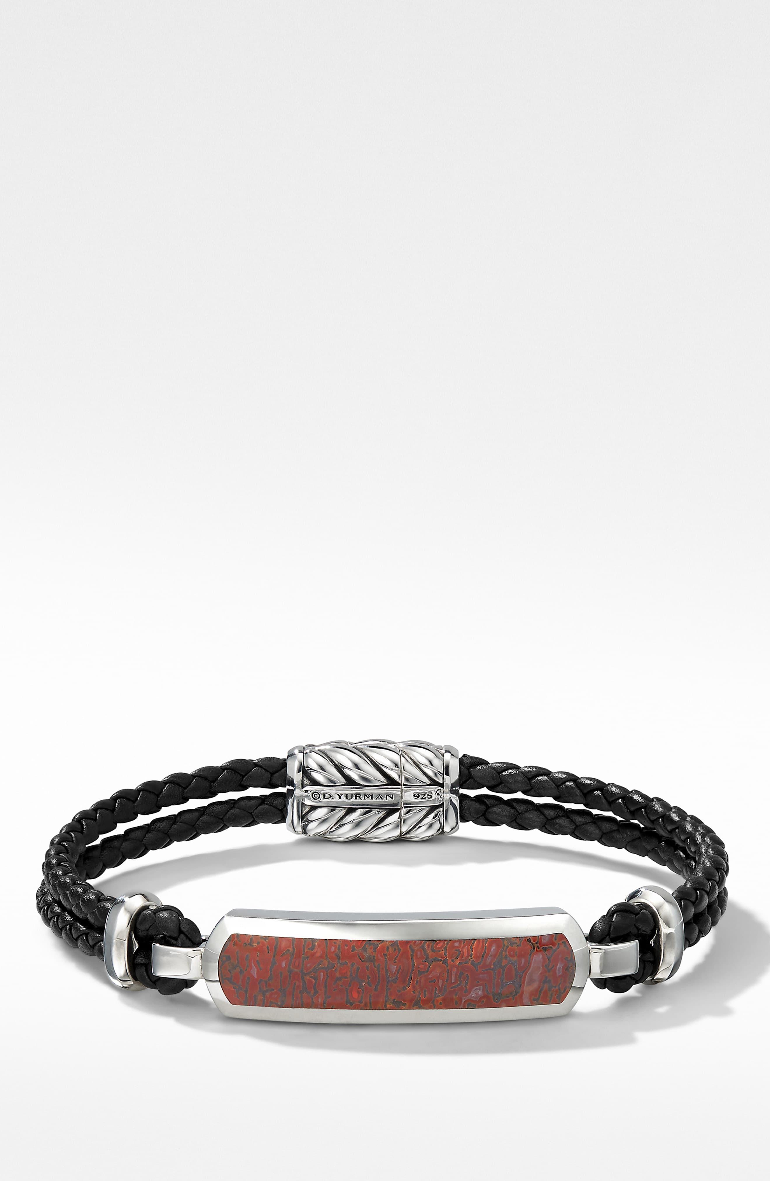 David Yurman The Exotic Stone Sterling Silver, Agate & Leather Braided