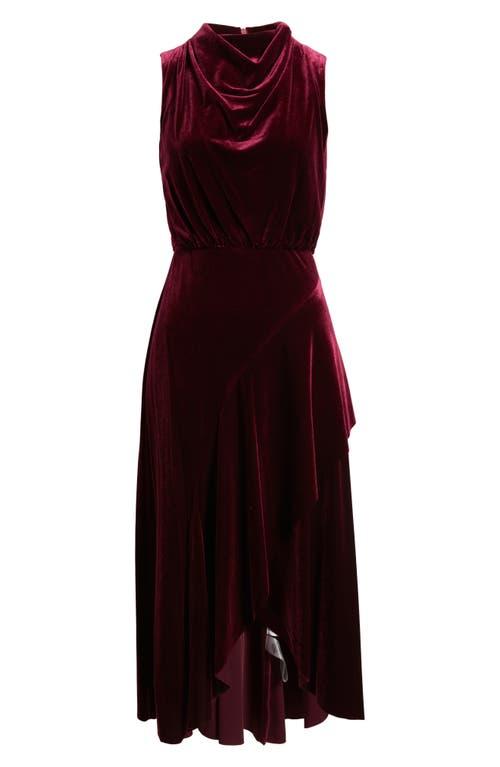 Vince Camuto Cowl Neck High-Low Velvet Midi Dress in Red Lyst