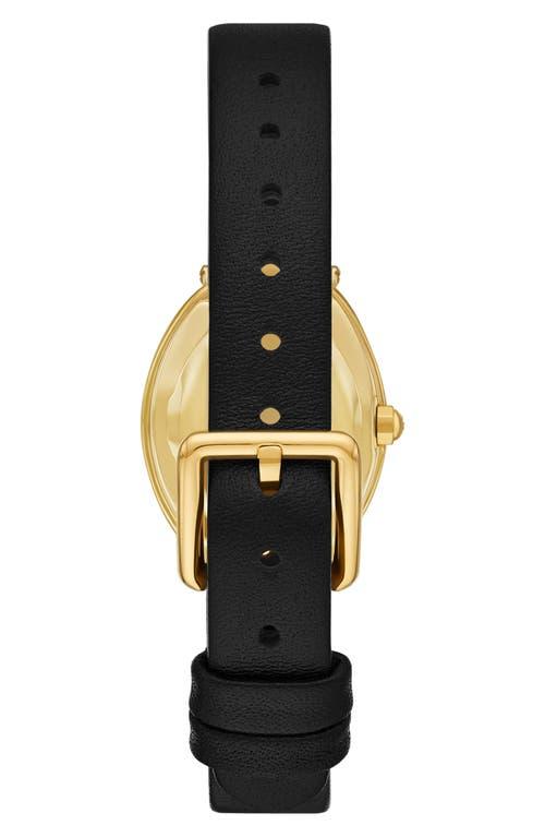 Tory Burch The Oval Black Leather Strap Watch 22mm in Metallic Lyst