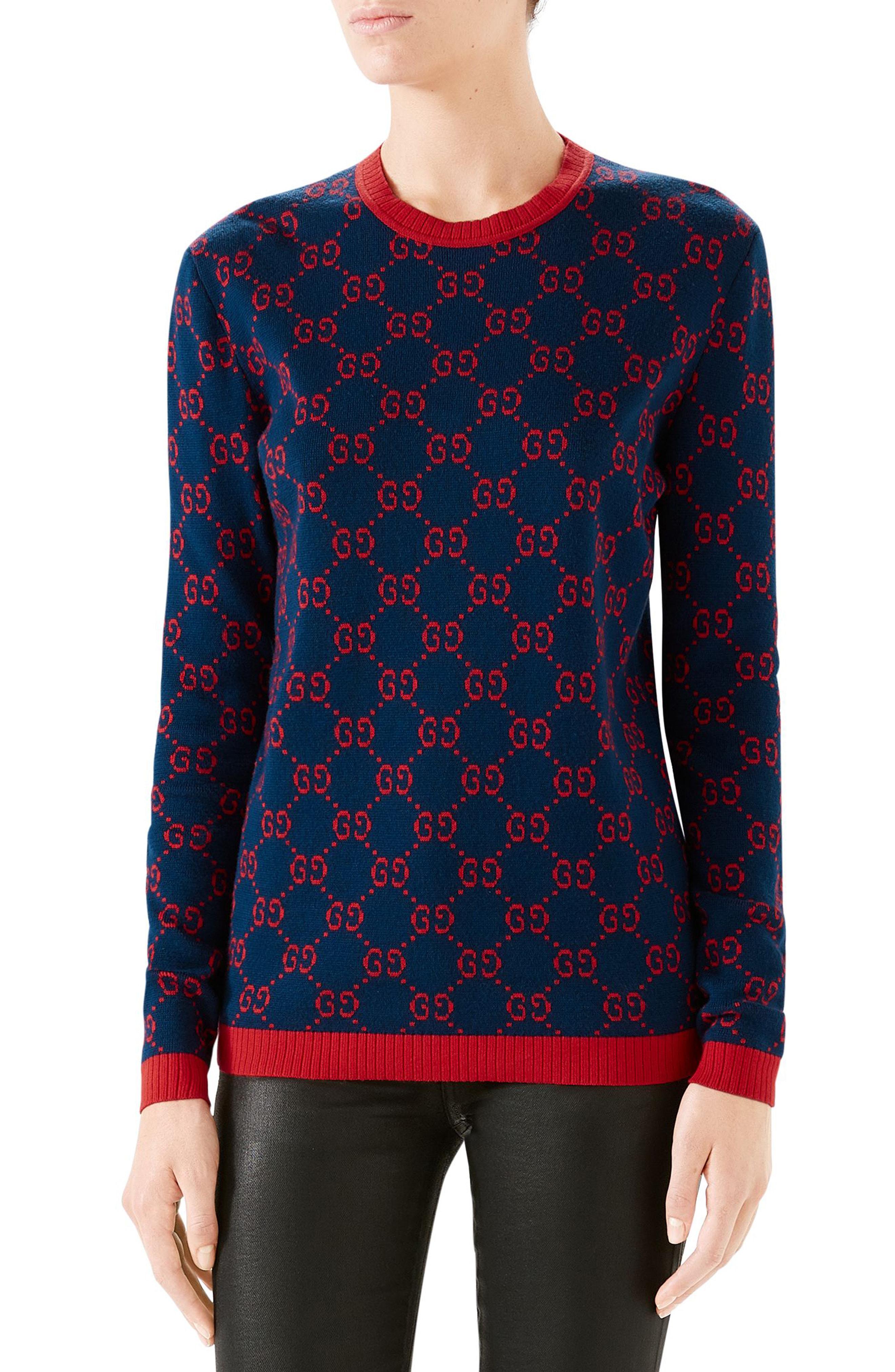 red and blue gucci sweater
