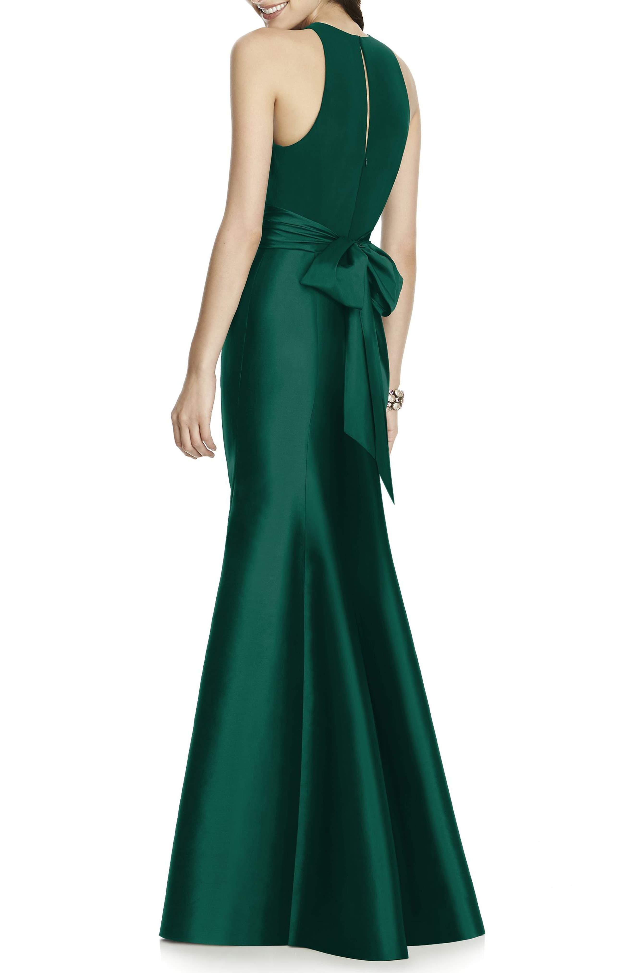 alfred sung jersey bodice mikado trumpet gown