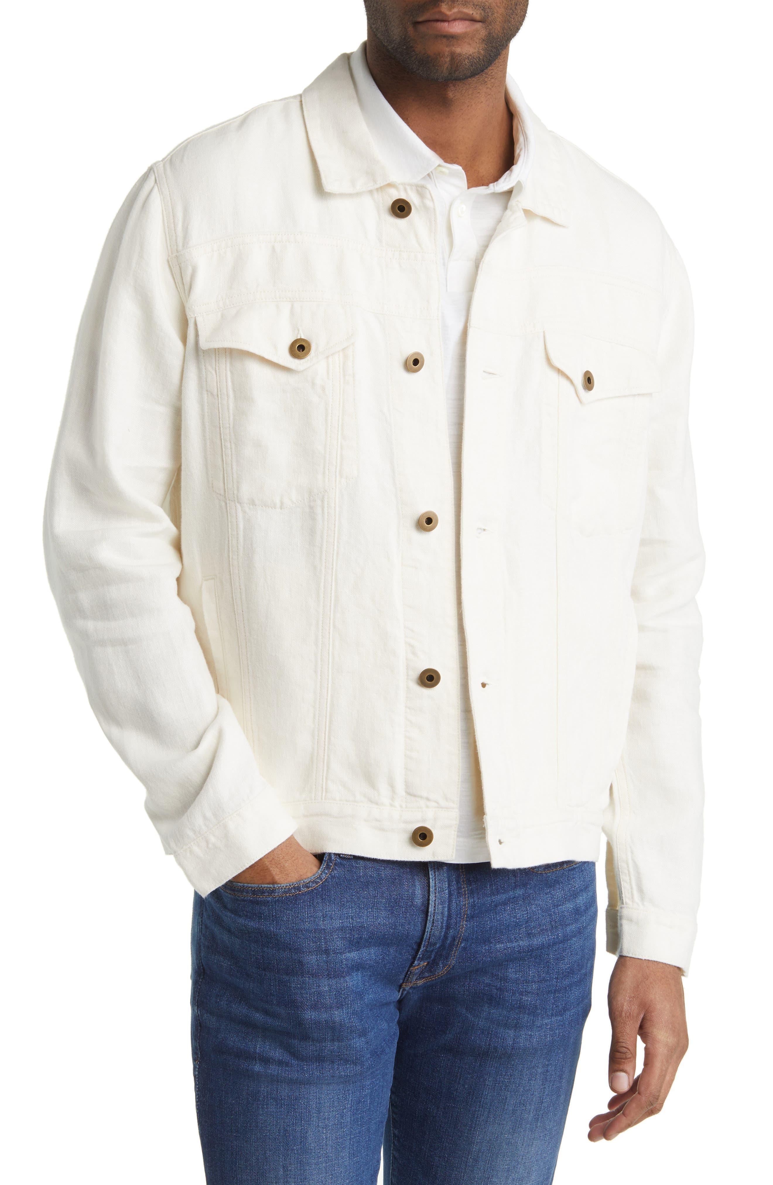 Billy Reid Linen Trucker Jacket in White for Men Lyst