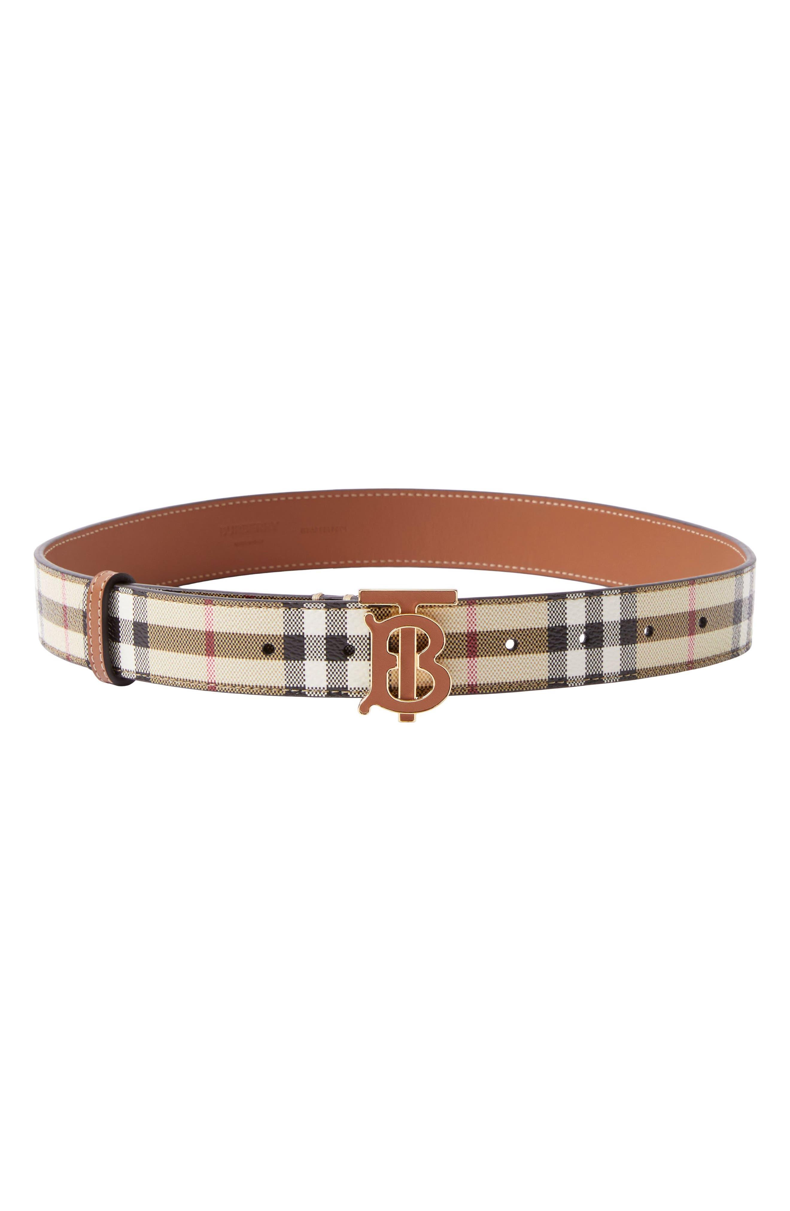 Check and Leather Reversible Belt in Dark Birch Brown/black - Men |  Burberry® Official