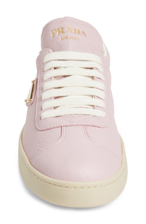 Prada Lane Triangle Logo Deerskin Leather Sneaker in Pink | Lyst