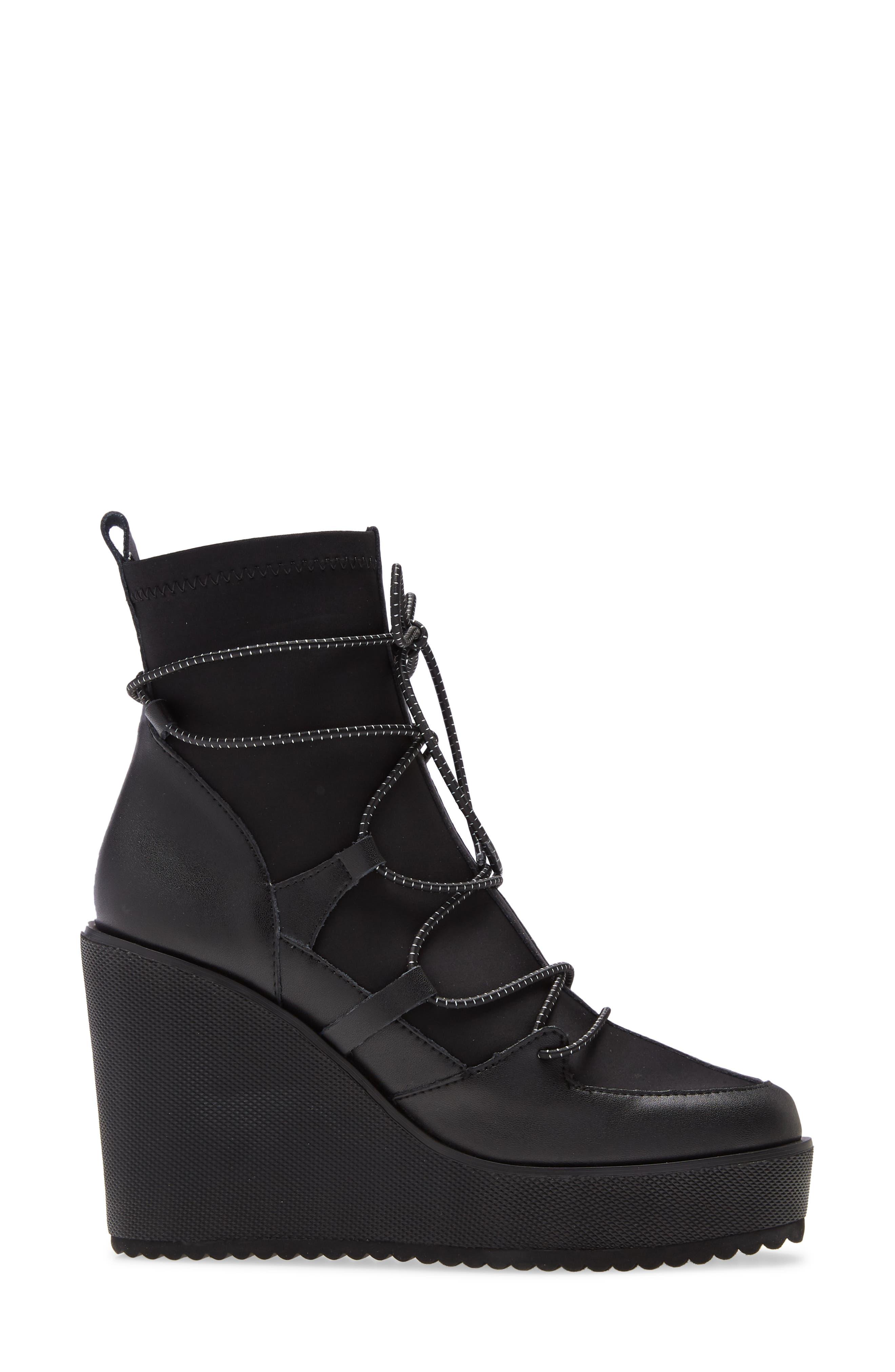 Steve Madden Atomic Wedge Lace-up Bootie in Black | Lyst