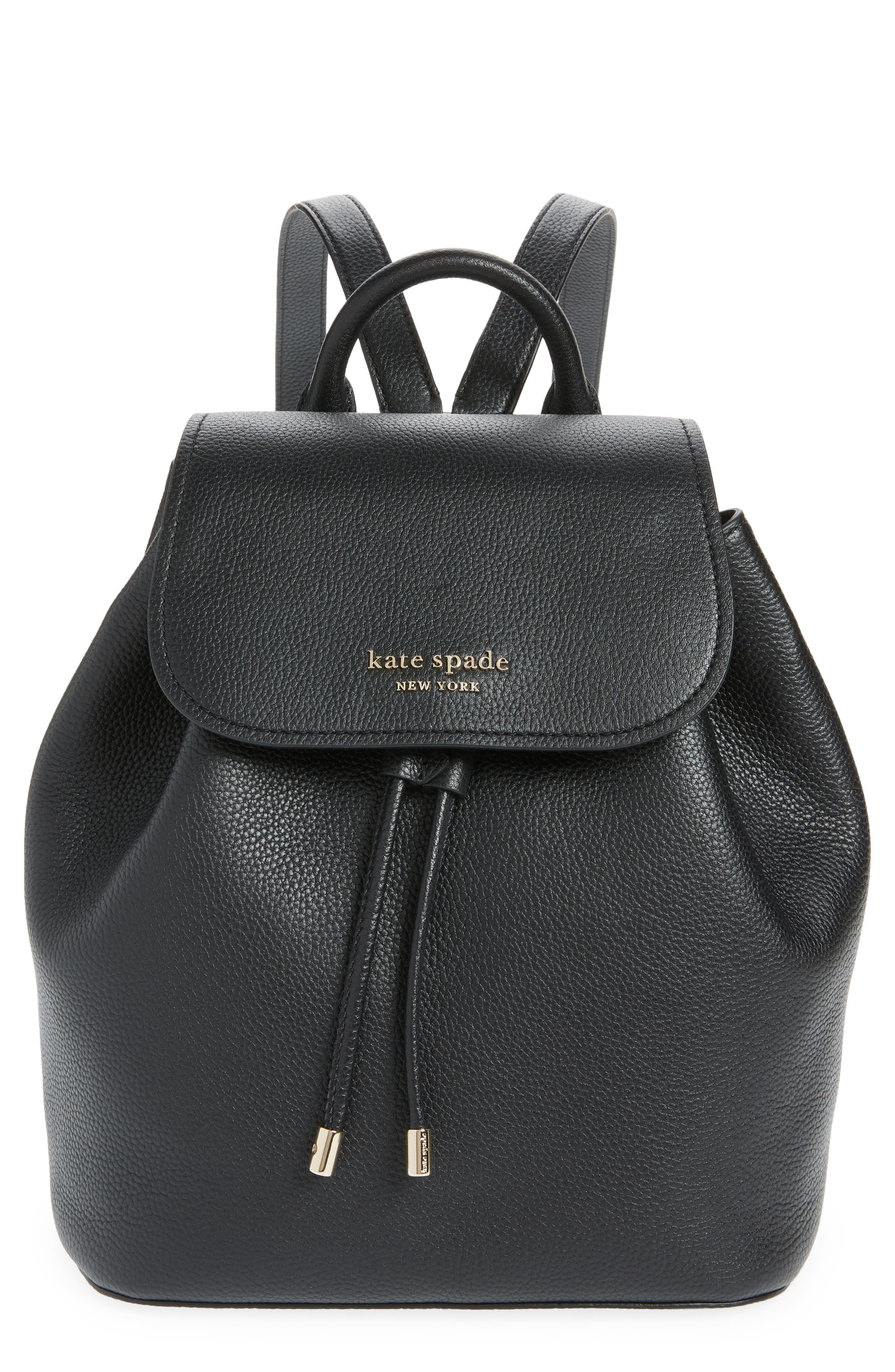 Kate Spade Sinch Pebbled Leather Medium Flap Backpack in Black | Lyst