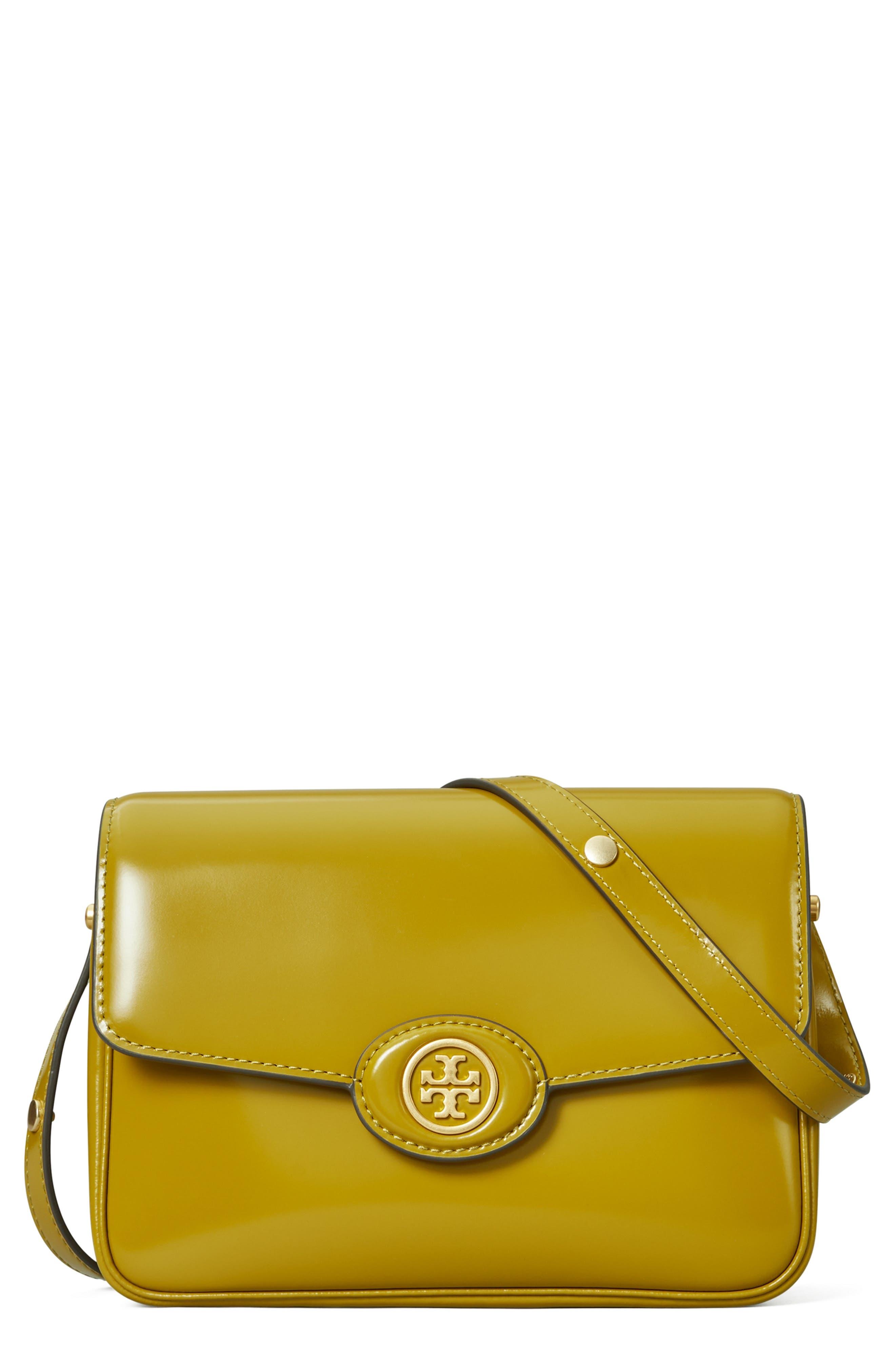 Tory Burch Robinson Spazzolato Shoulder Bag in Yellow Lyst