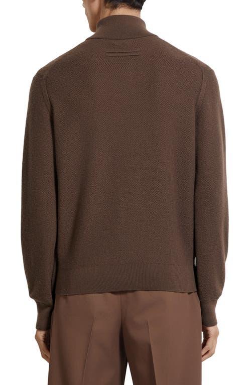 ZEGNA Oasi Cashmere Jacquard Quarter Zip Sweater in Brown for Men