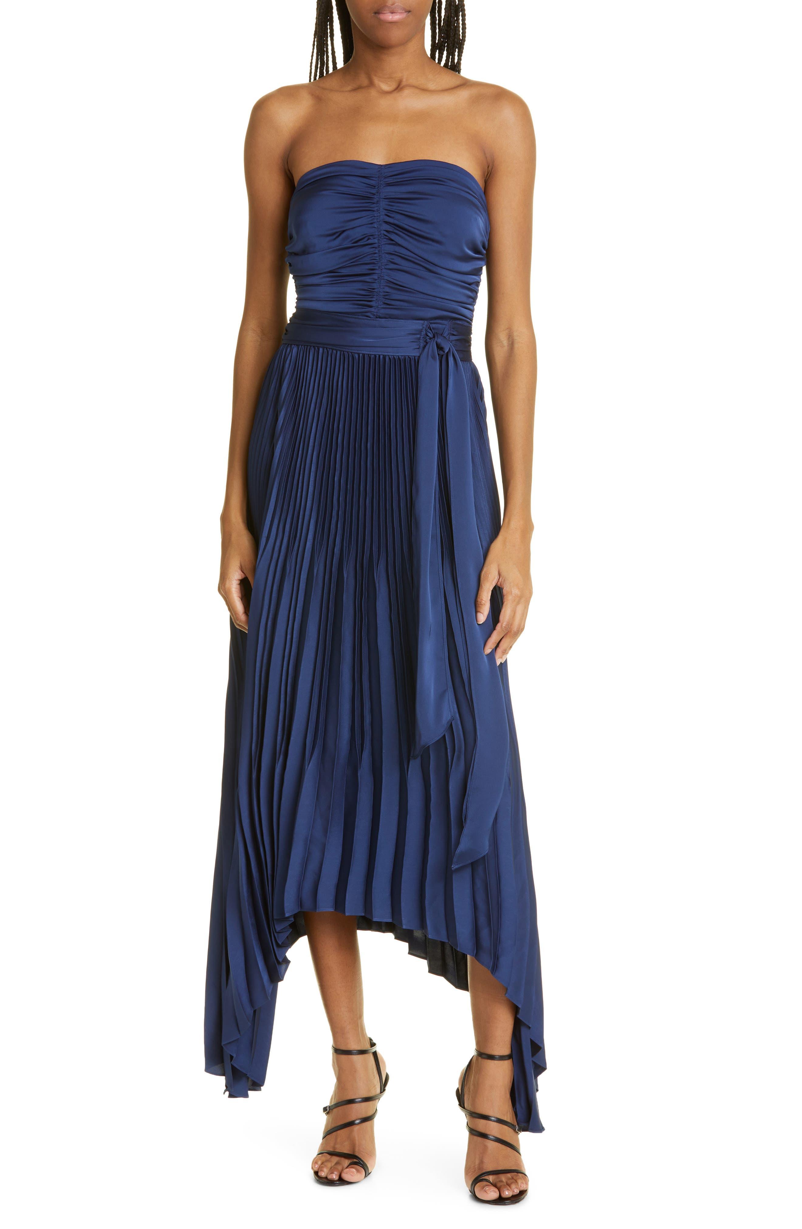 Ramy Brook Fernanda Ruched Pleated Strapless Maxi Dress in Blue Lyst