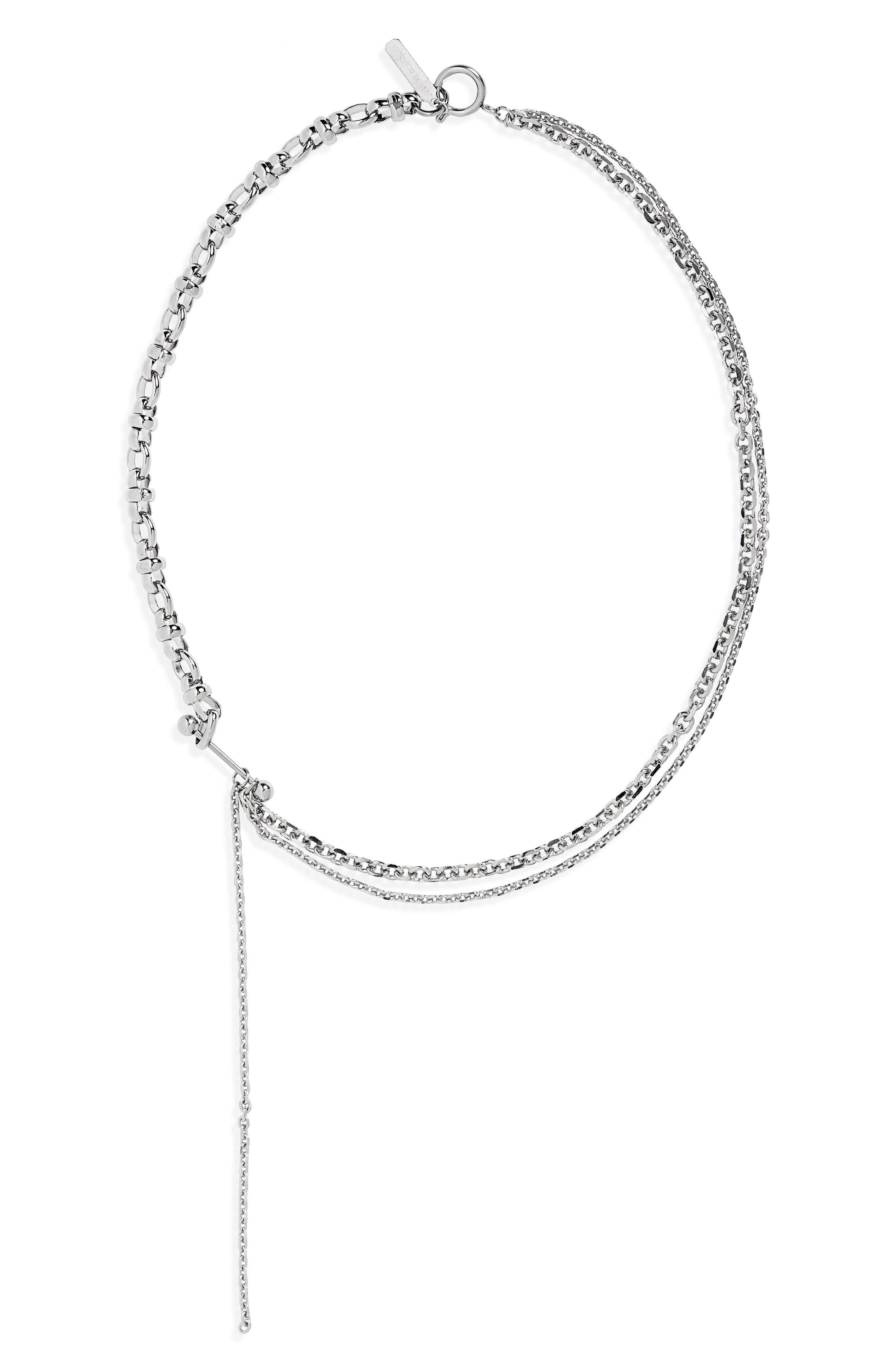 Justine Clenquet Kim Triple Chain With Barbell Necklace | Lyst