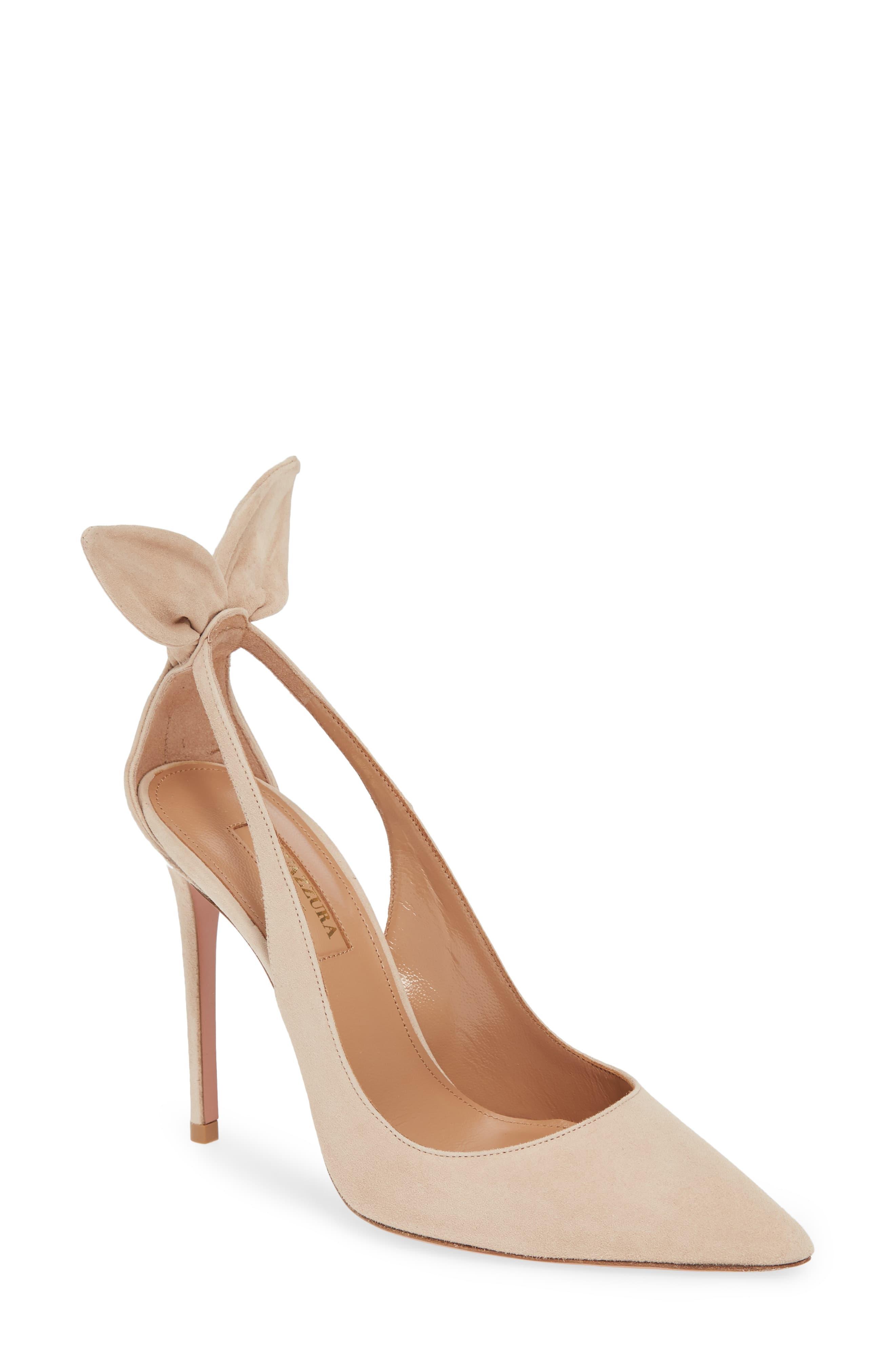 aquazzura deneuve bow pointy toe pump