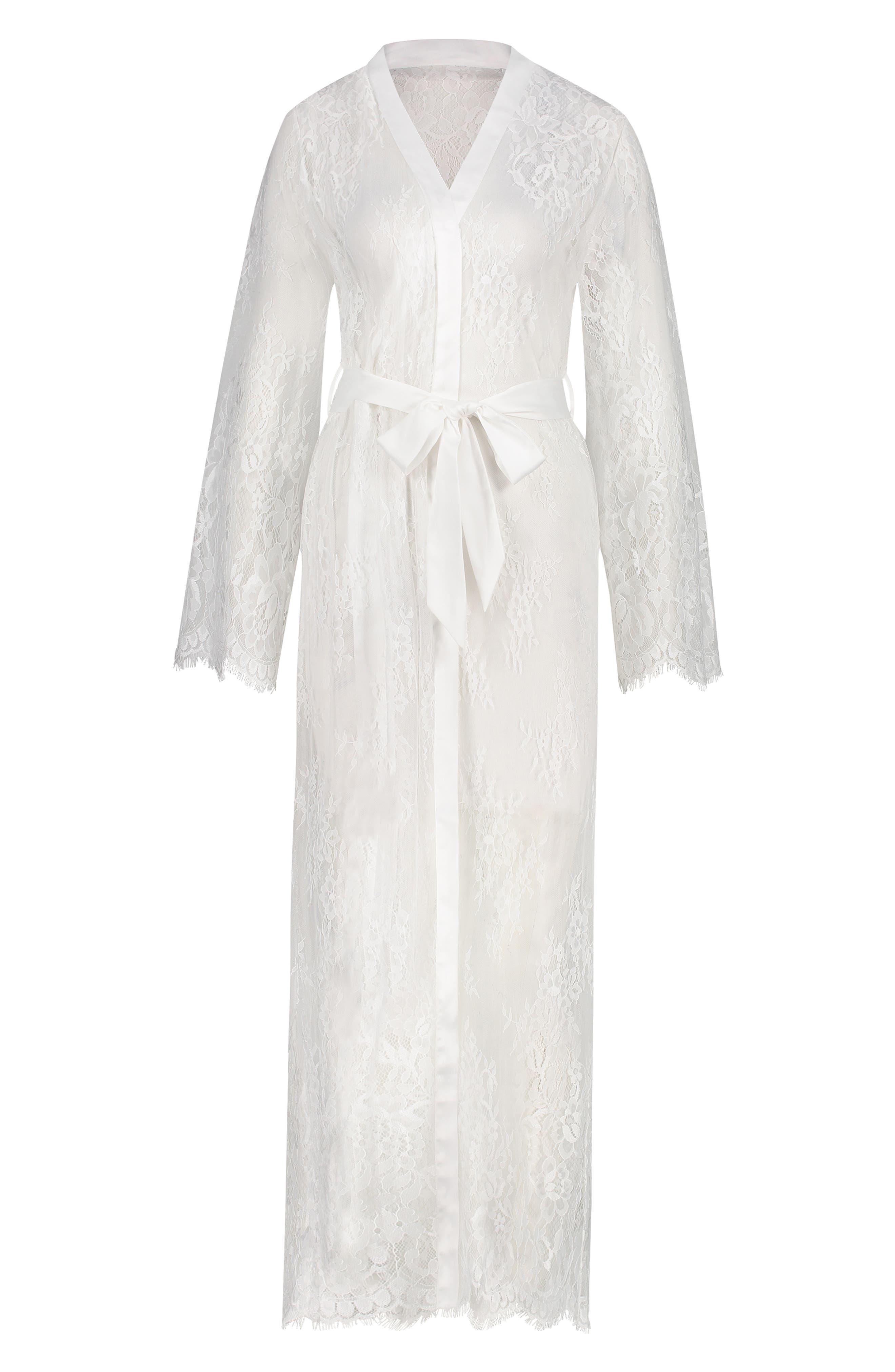 Hunkemöller Isabella Longline Lace Robe in White | Lyst