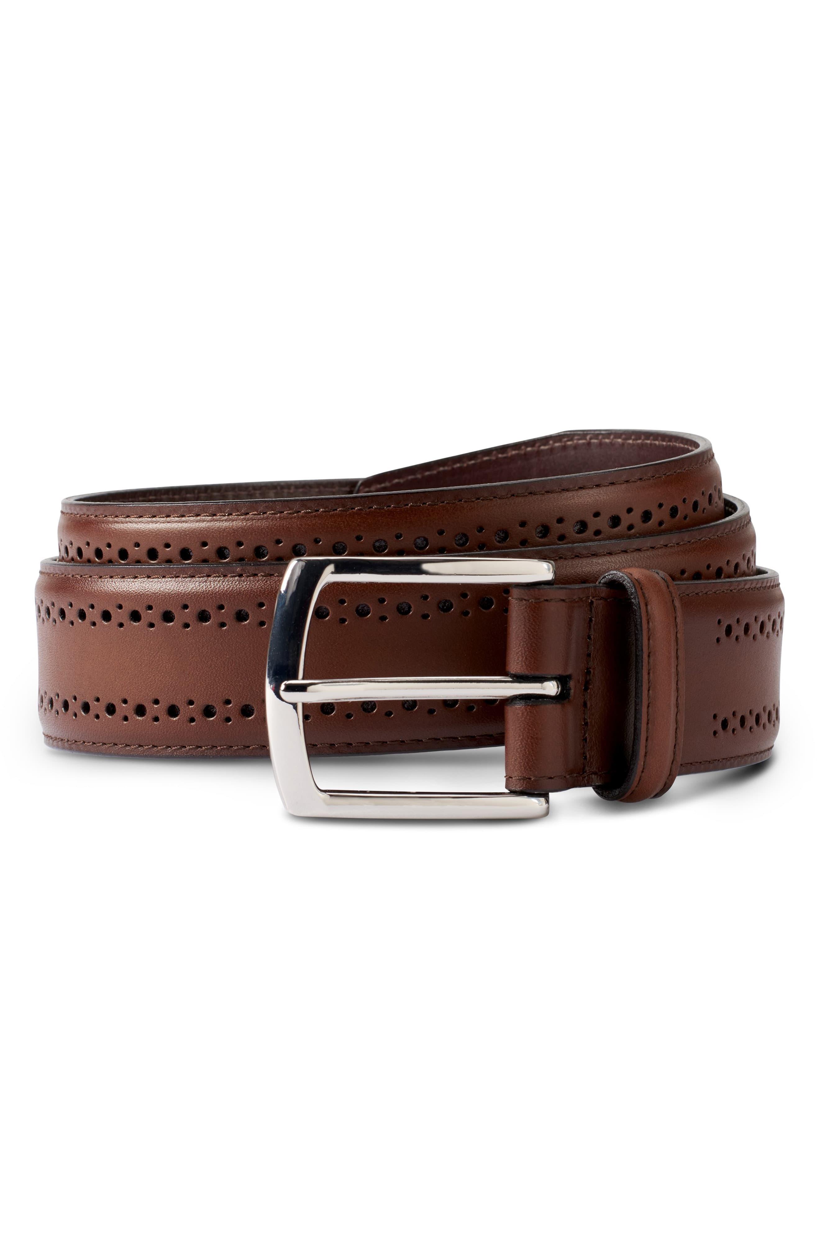 brown brogue belt