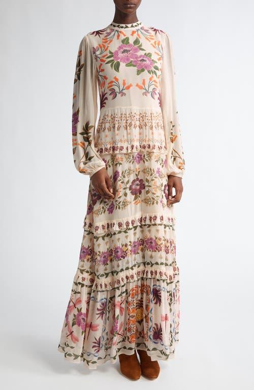 FARM Rio Winter Garden Ruffle Long Sleeve Maxi Dress in Natural Lyst