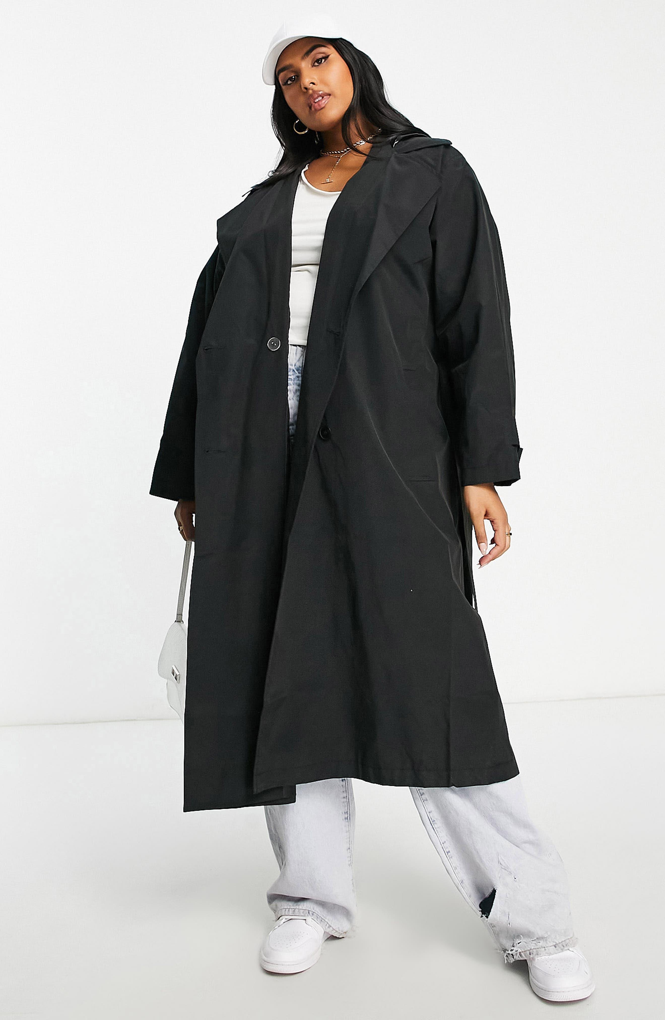 ASOS Cotton & Nylon Trench Coat in Black Lyst